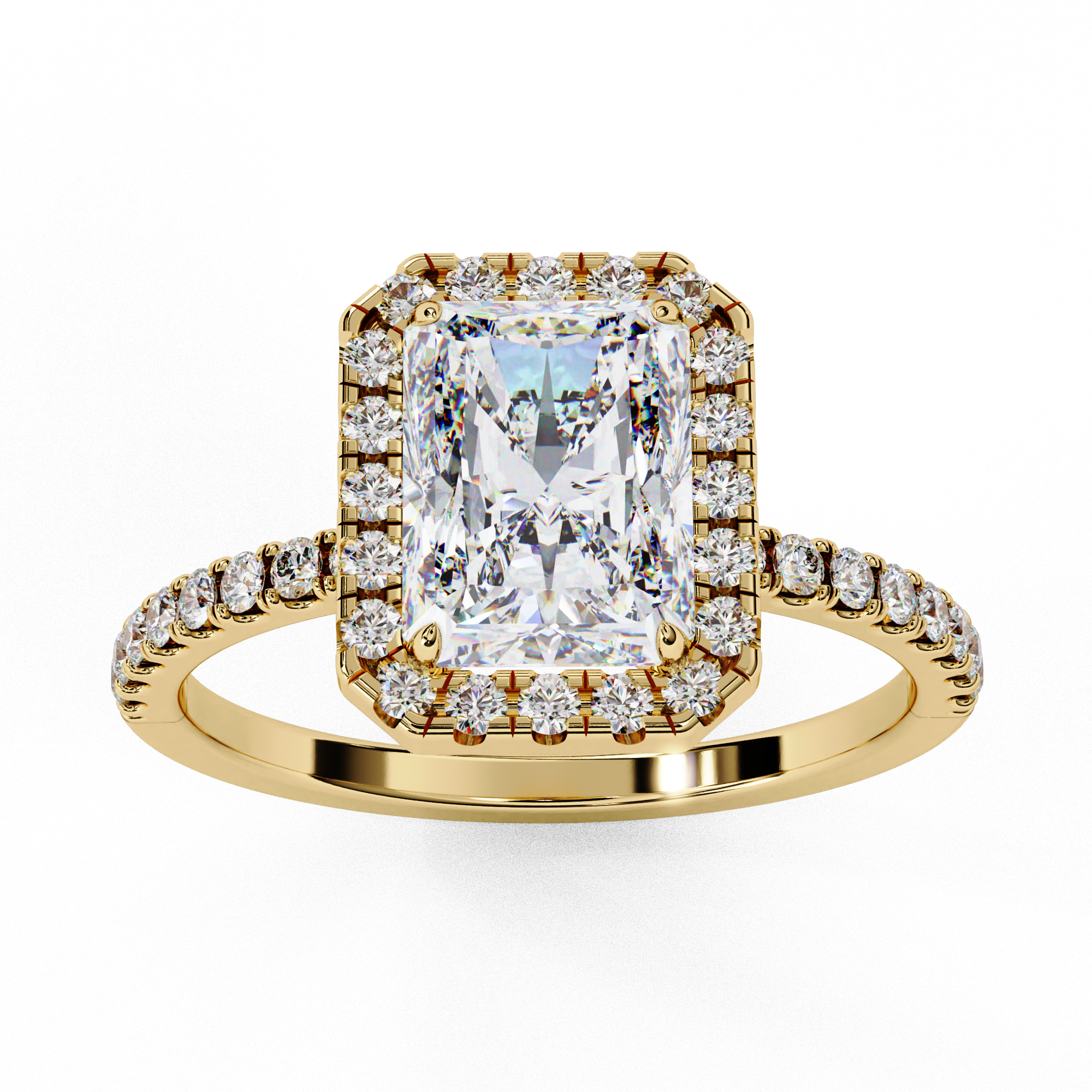 2.14 CT Radiant Cut Lab Diamond Halo Ring – Vintage Style