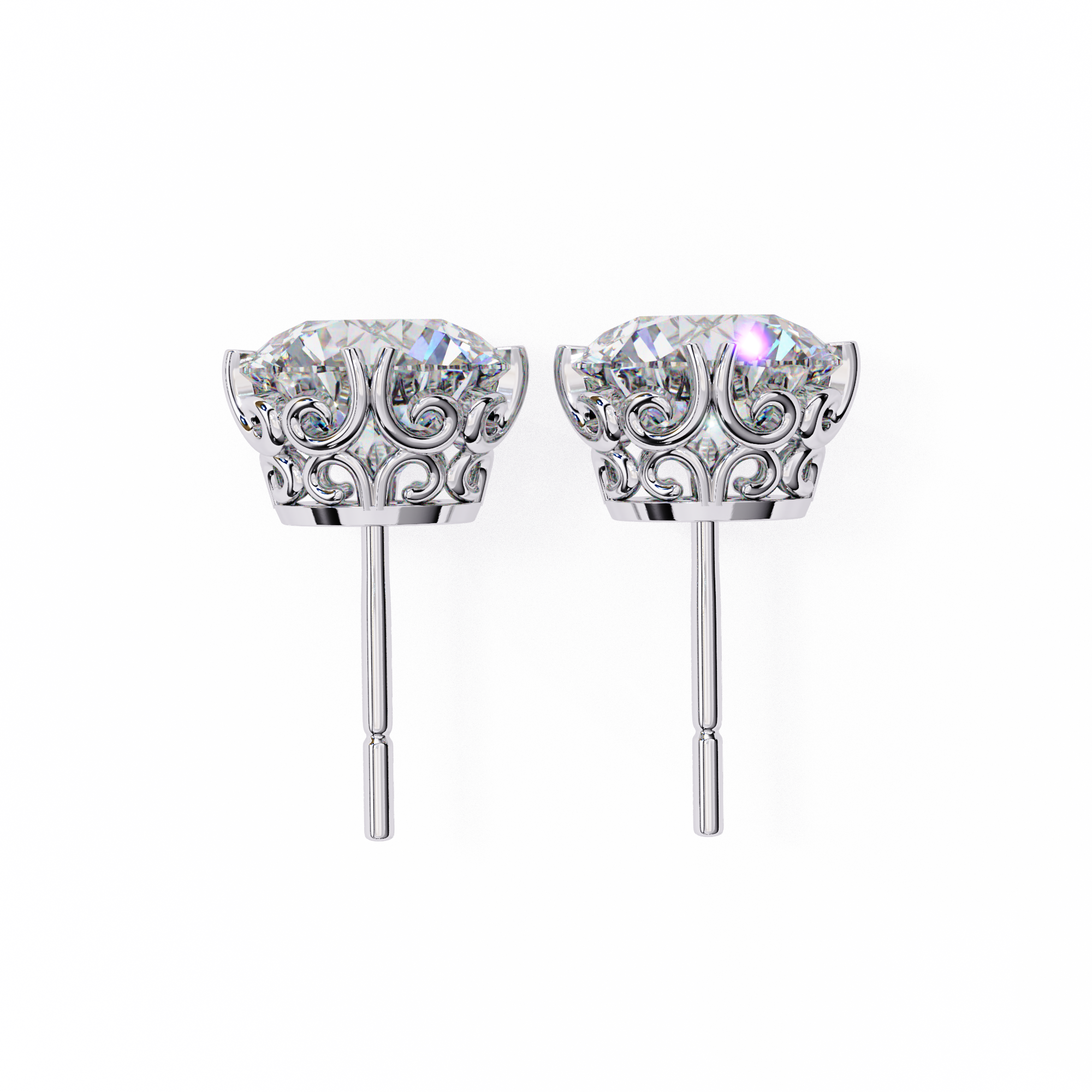 Pure Brilliance 2.57 Carat E Color VVS2 Round Lab Grown Diamond Stud Earrings