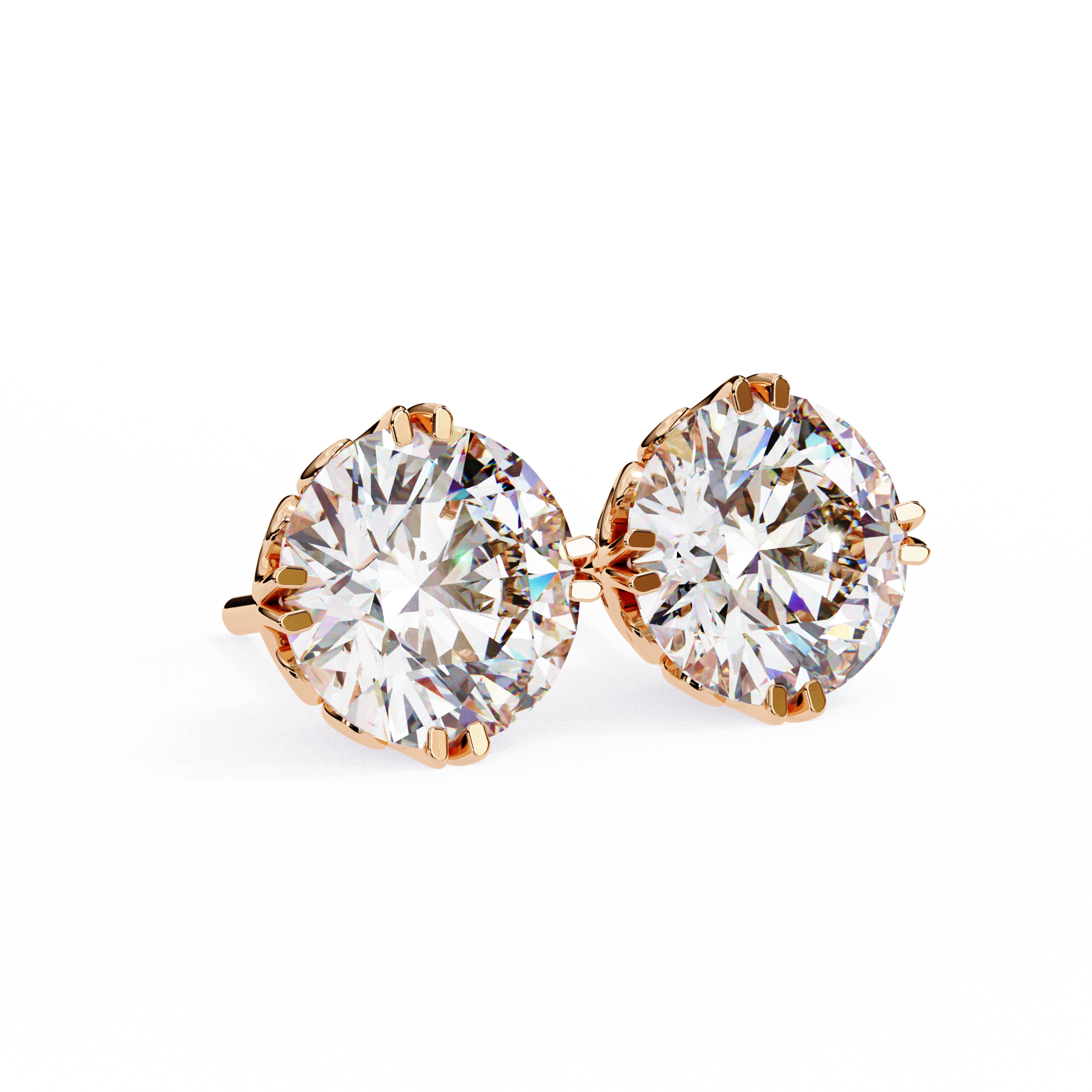 Pure Brilliance 2.57 Carat E Color VVS2 Round Lab Grown Diamond Stud Earrings