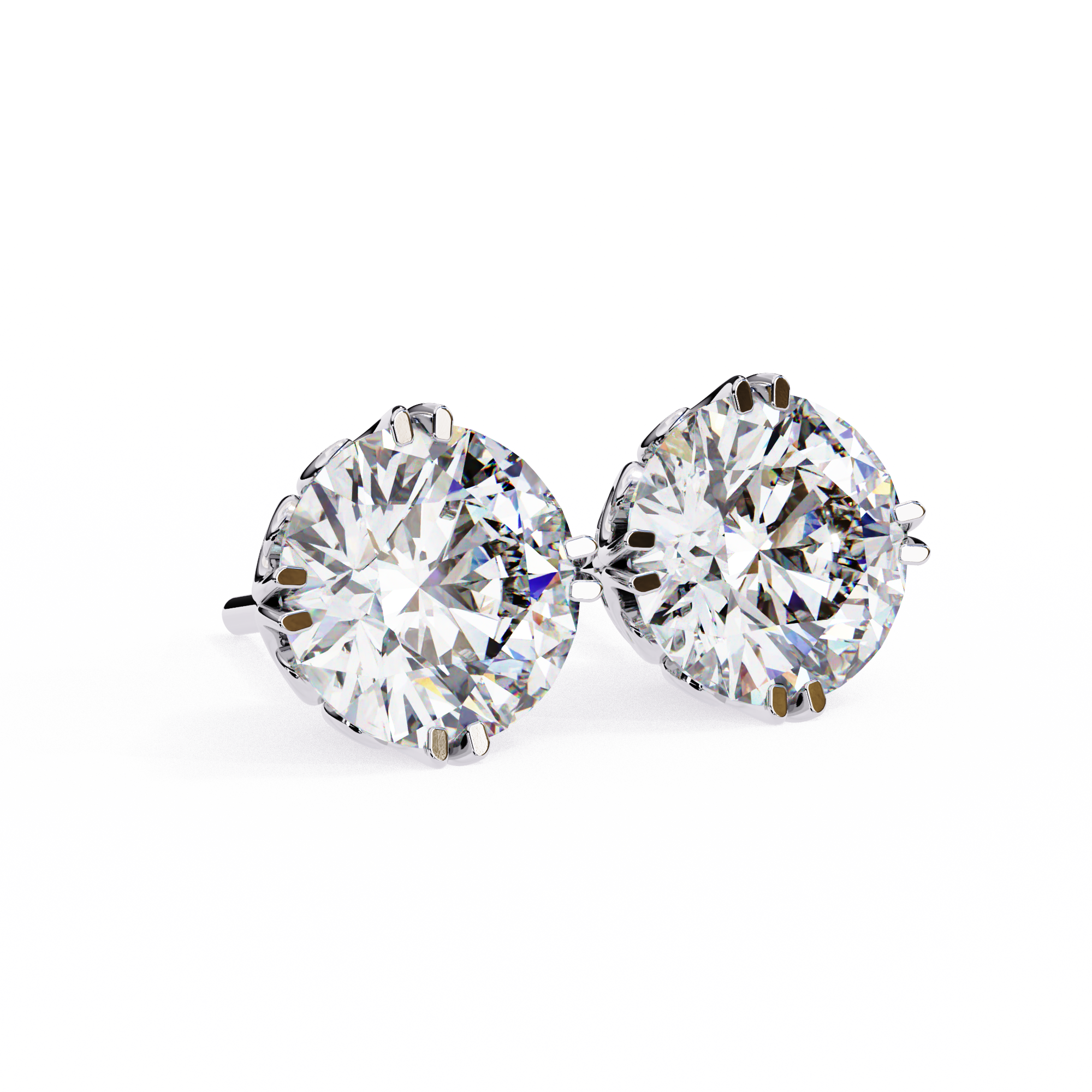 Pure Brilliance 2.57 Carat E Color VVS2 Round Lab Grown Diamond Stud Earrings