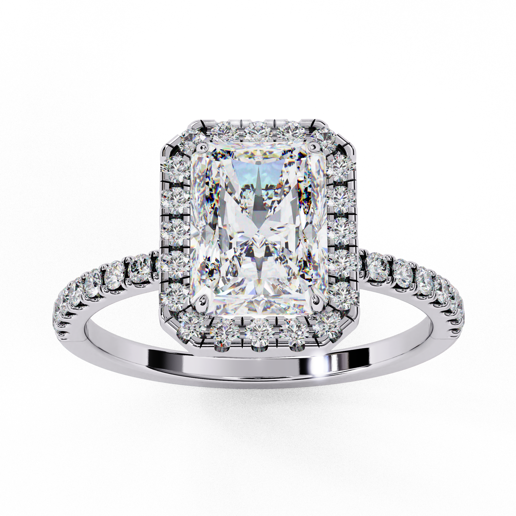 2.14 CT Radiant Cut Lab Diamond Halo Ring – Vintage Style