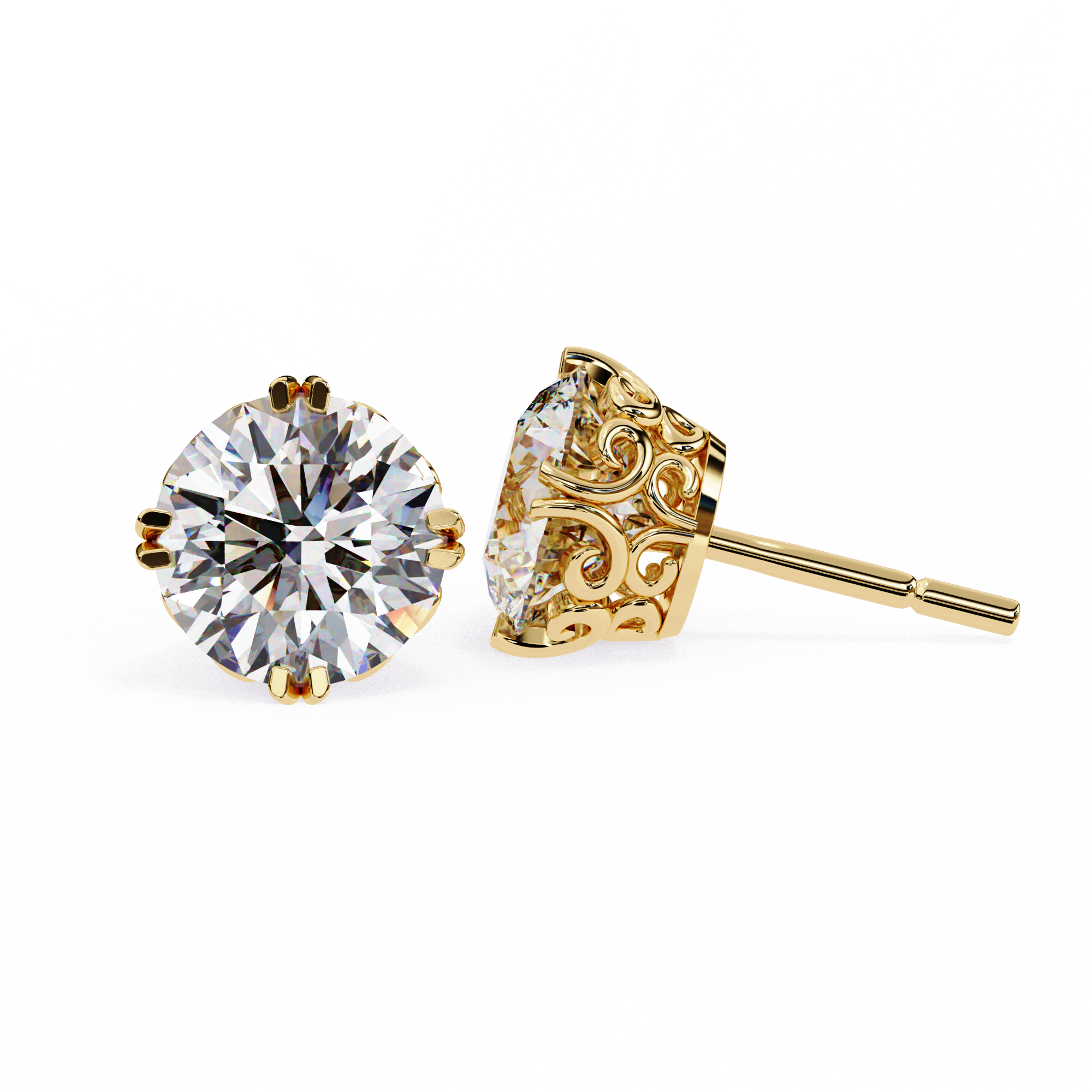 Pure Brilliance 2.57 Carat E Color VVS2 Round Lab Grown Diamond Stud Earrings