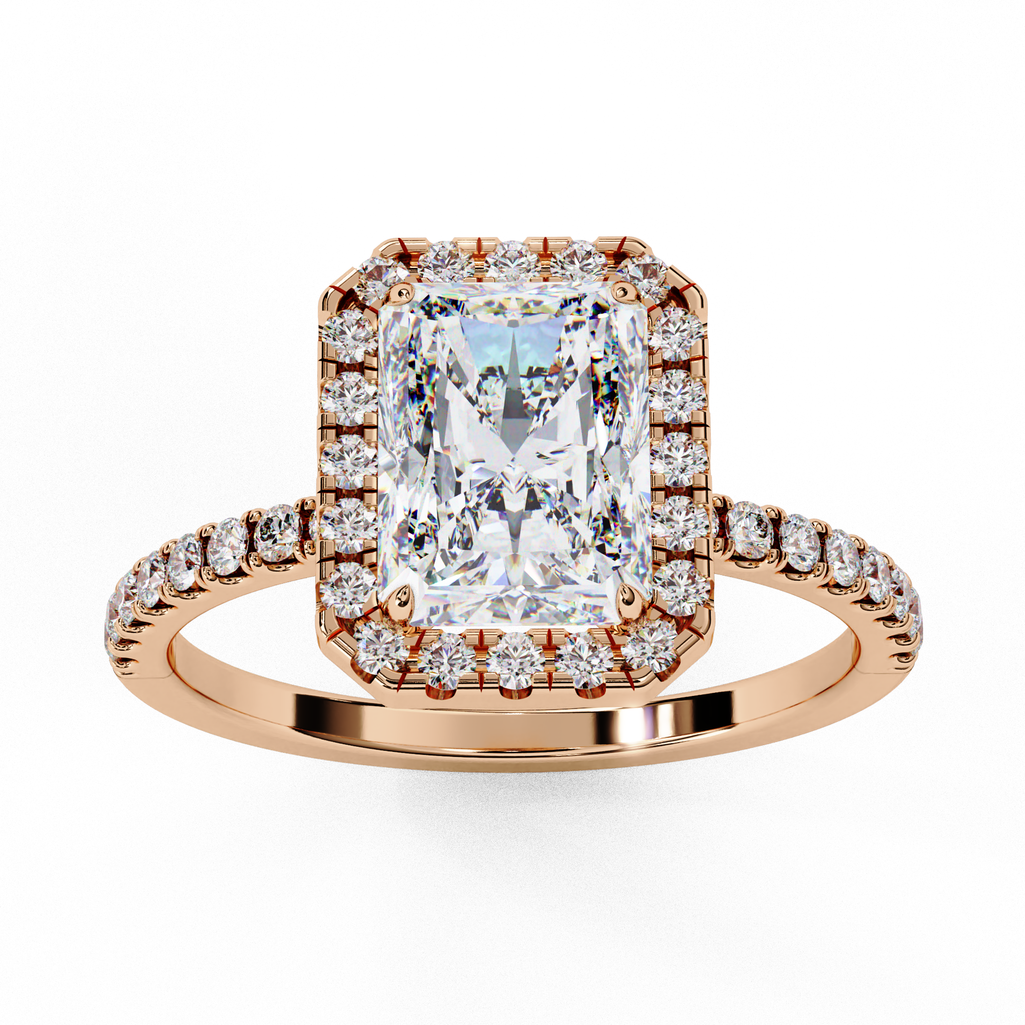 2.14 CT Radiant Cut Lab Diamond Halo Ring – Vintage Style