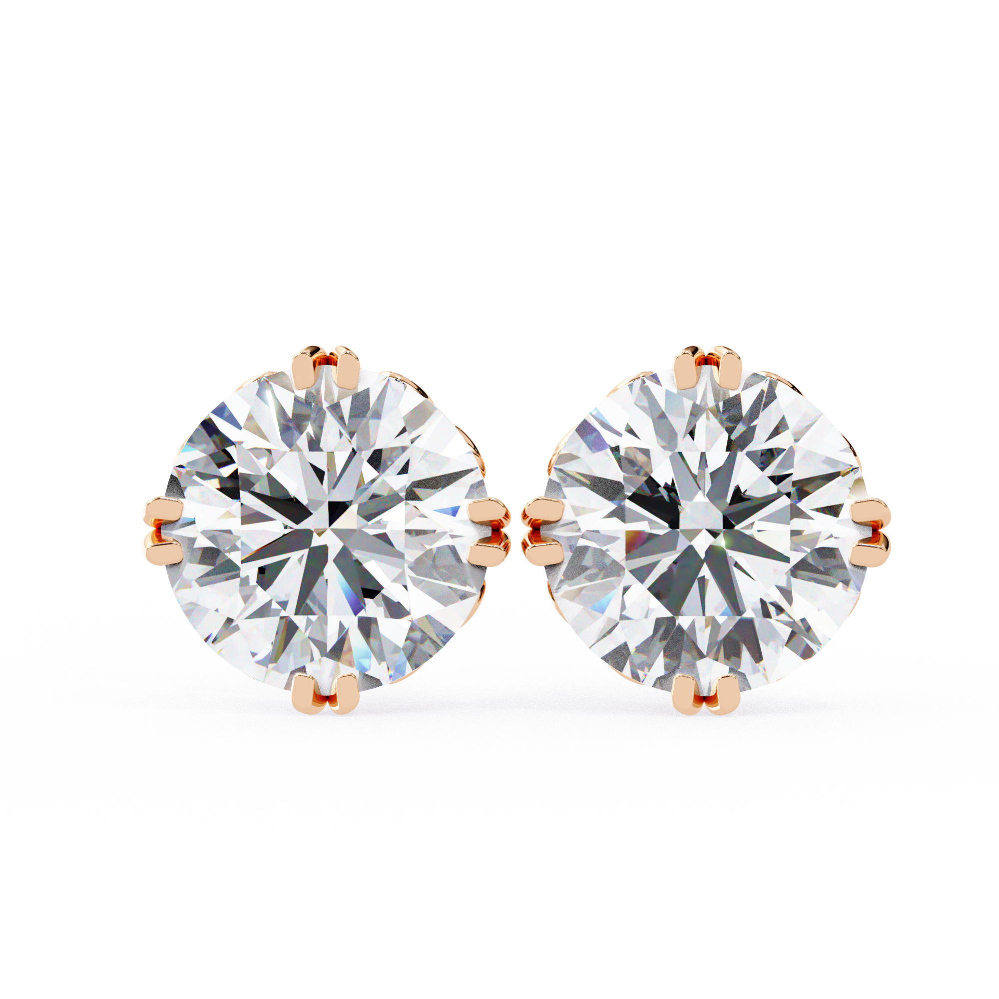 Pure Brilliance 2.57 Carat E Color VVS2 Round Lab Grown Diamond Stud Earrings