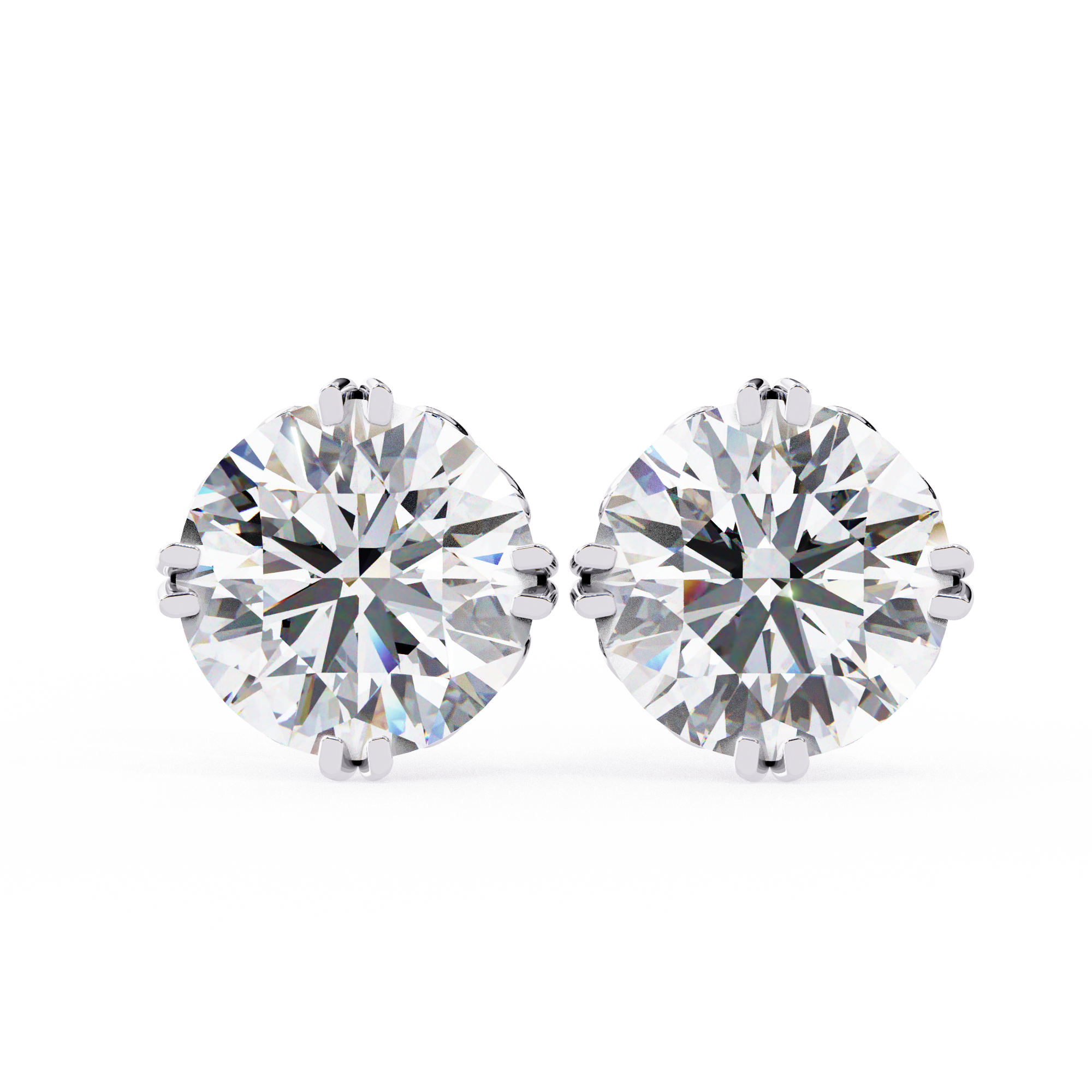 Pure Brilliance 2.57 Carat E Color VVS2 Round Lab Grown Diamond Stud Earrings