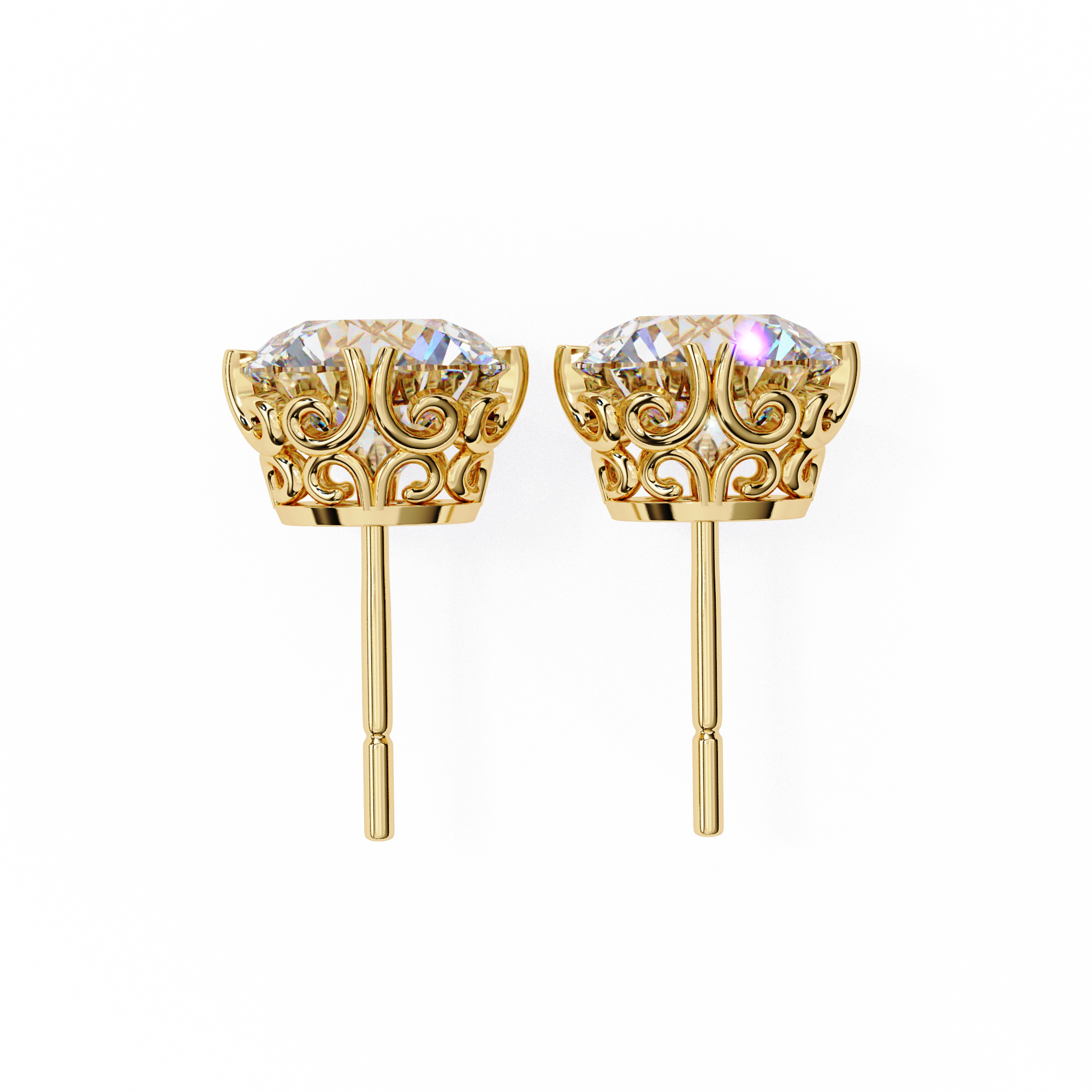 Pure Brilliance 2.57 Carat E Color VVS2 Round Lab Grown Diamond Stud Earrings
