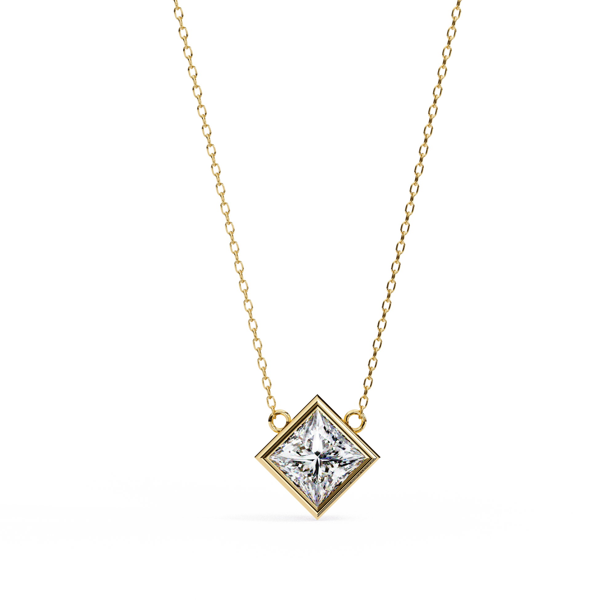 Solitairekart 2.01ct Princess-Cut Bezel Set Natural Diamond Pendant-H Color, VS1 Clarity
