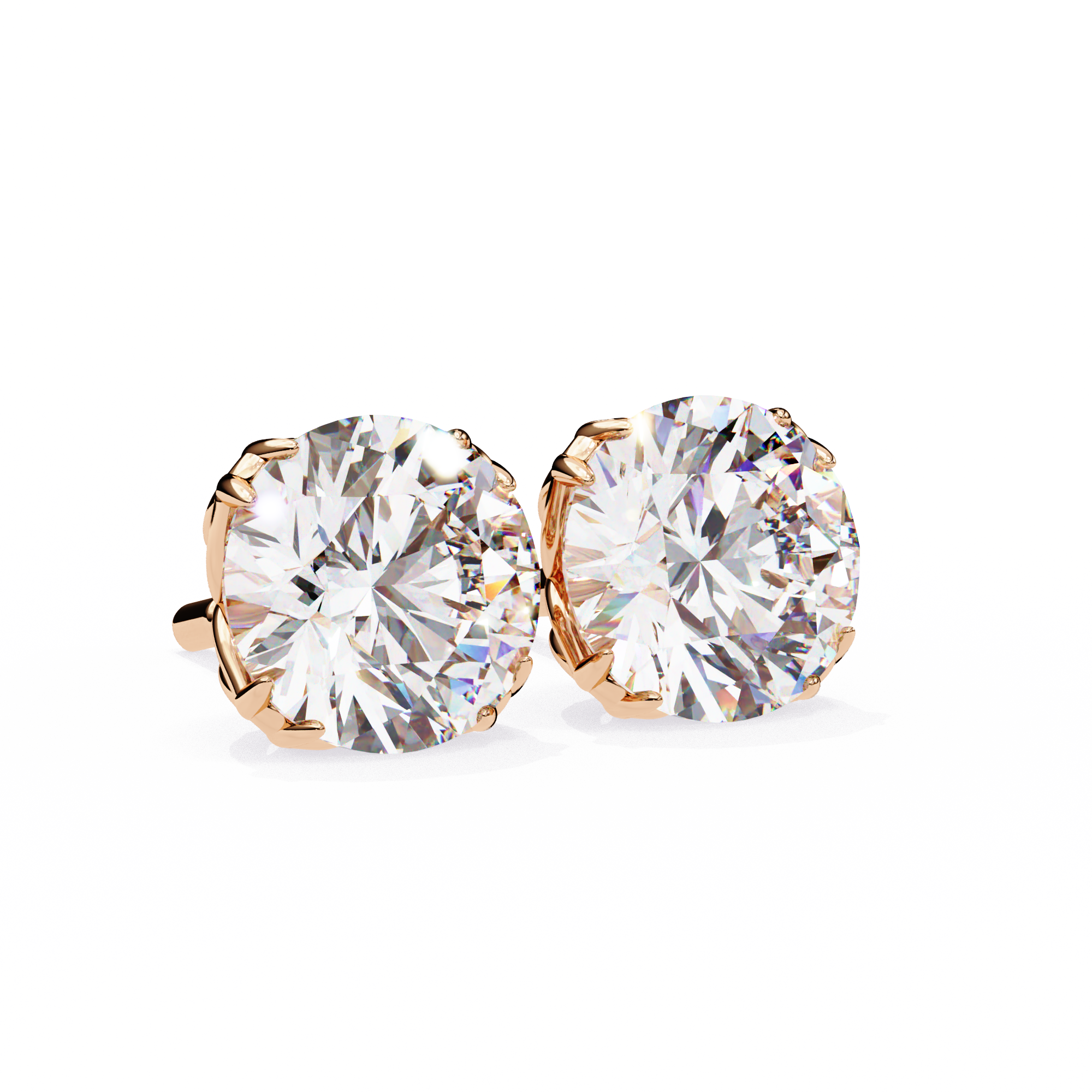 Eternal Brilliance: 2.57 Carat Round F/VVS2 Lab Grown Diamond Stud Earrings