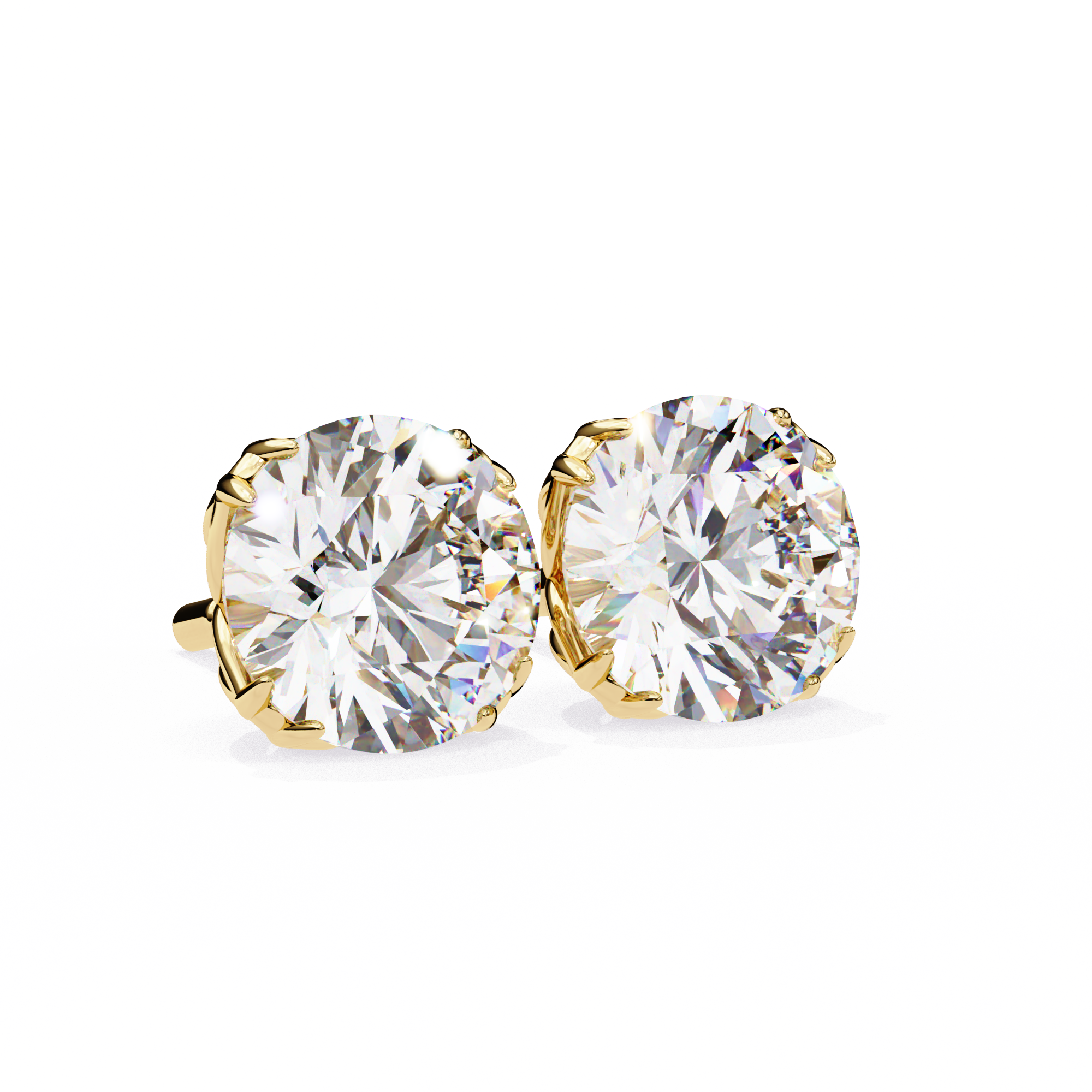 Eternal Brilliance: 2.57 Carat Round F/VVS2 Lab Grown Diamond Stud Earrings