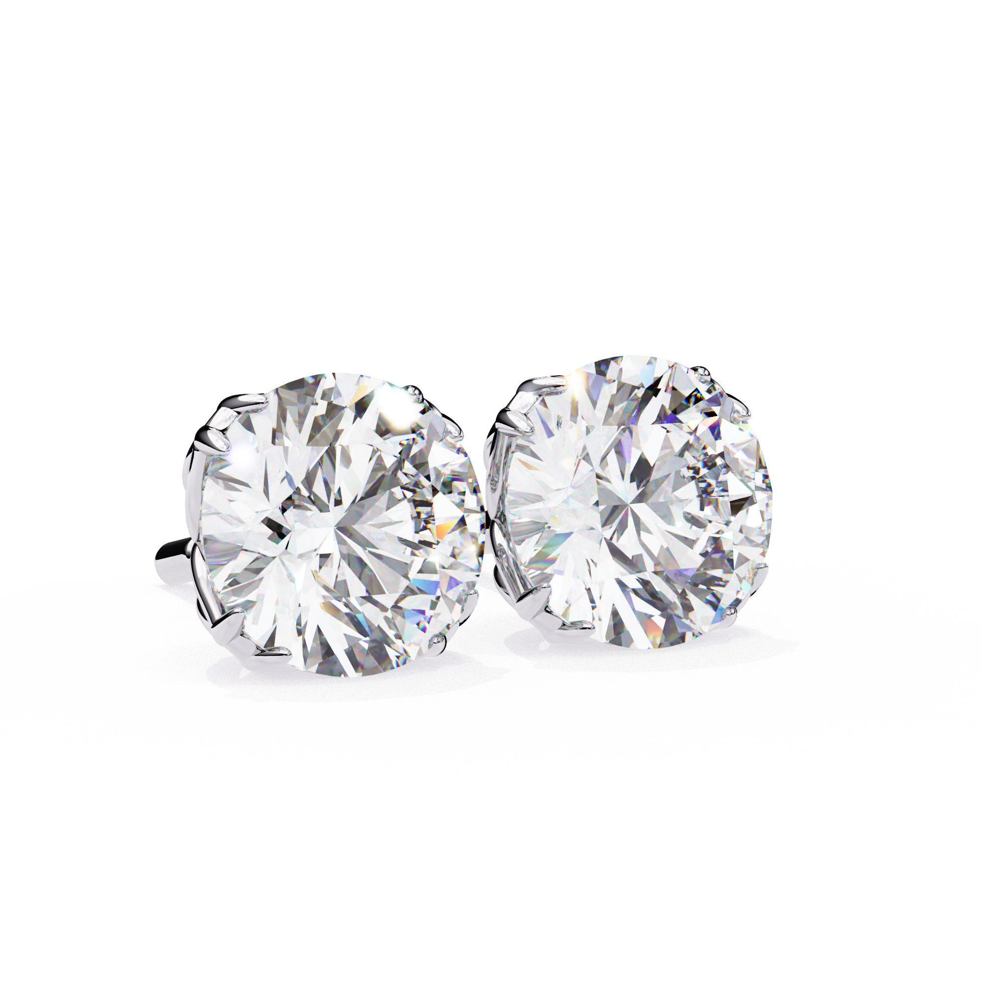 Eternal Brilliance: 2.57 Carat Round F/VVS2 Lab Grown Diamond Stud Earrings