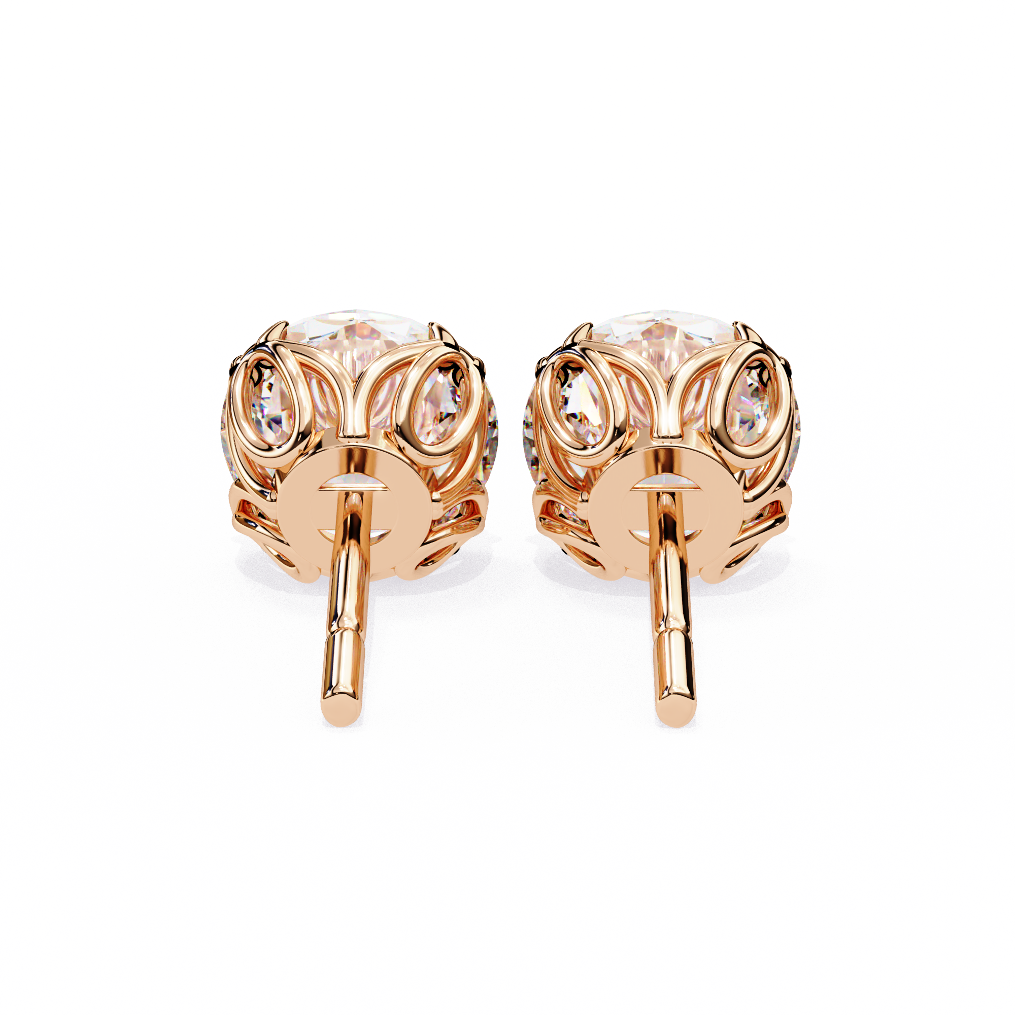 Eternal Brilliance: 2.57 Carat Round F/VVS2 Lab Grown Diamond Stud Earrings