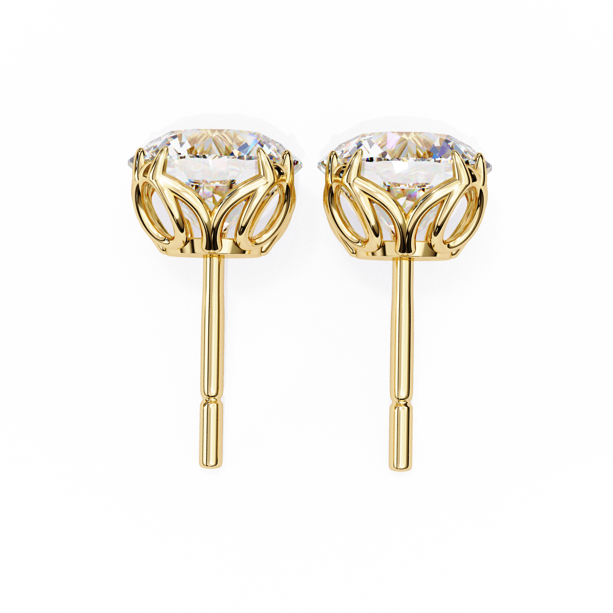 Eternal Brilliance: 2.57 Carat Round F/VVS2 Lab Grown Diamond Stud Earrings