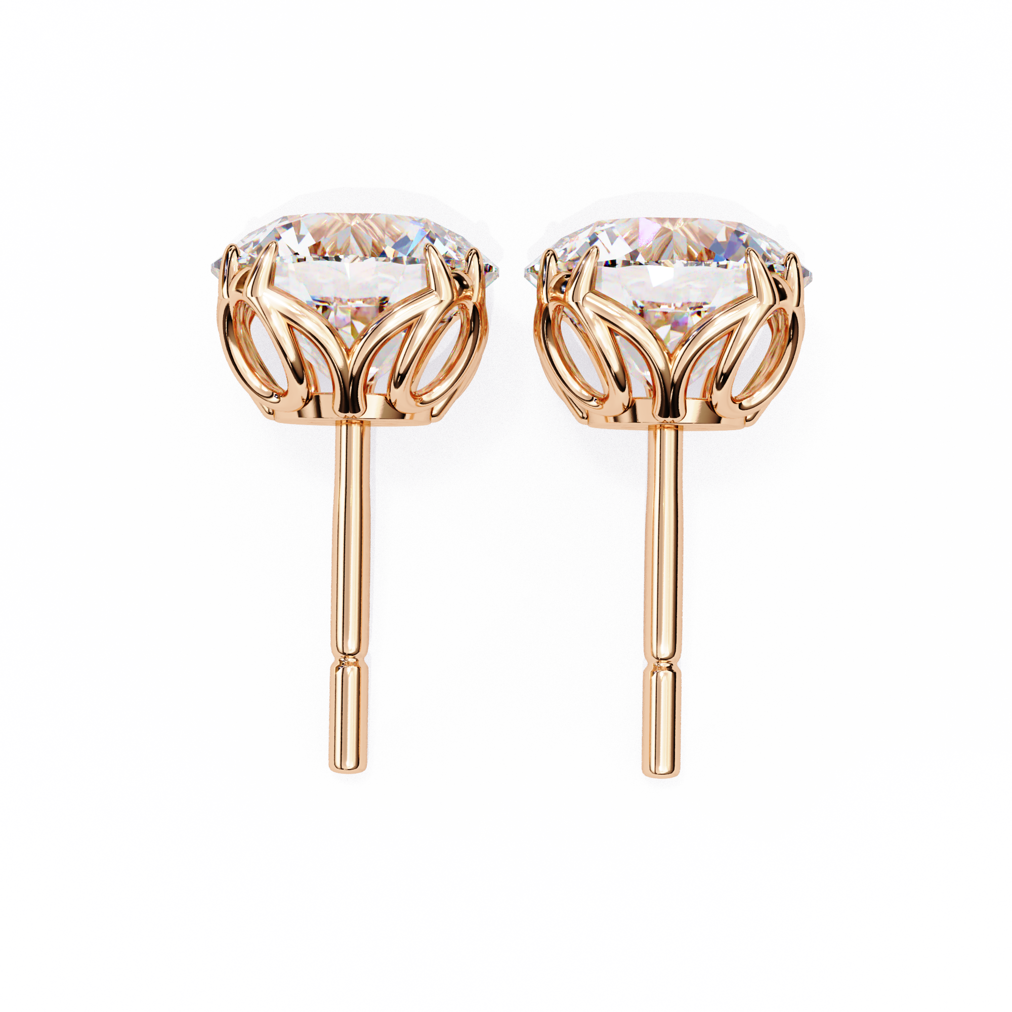 Eternal Brilliance: 2.57 Carat Round F/VVS2 Lab Grown Diamond Stud Earrings