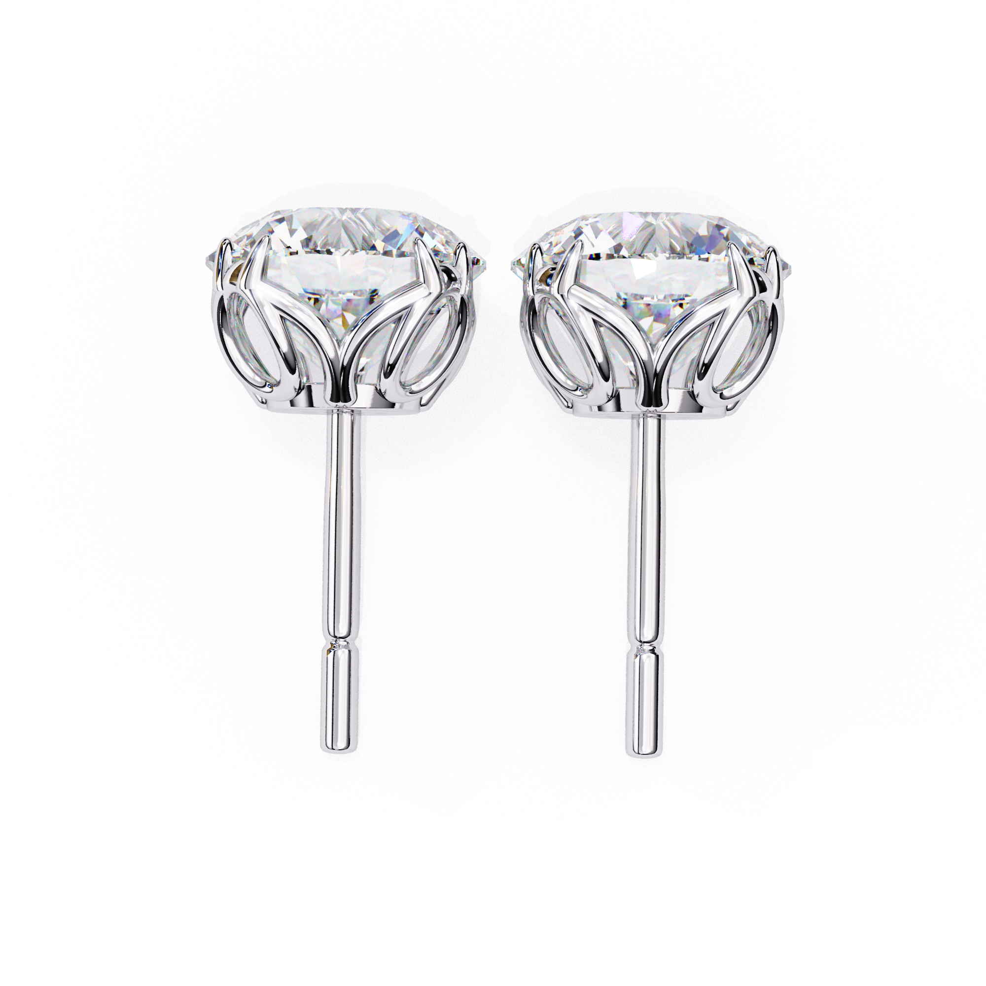 Eternal Brilliance: 2.57 Carat Round F/VVS2 Lab Grown Diamond Stud Earrings