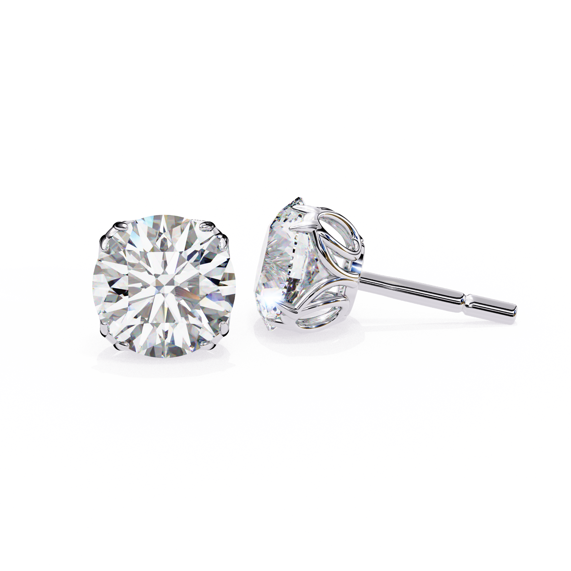 Eternal Brilliance: 2.57 Carat Round F/VVS2 Lab Grown Diamond Stud Earrings