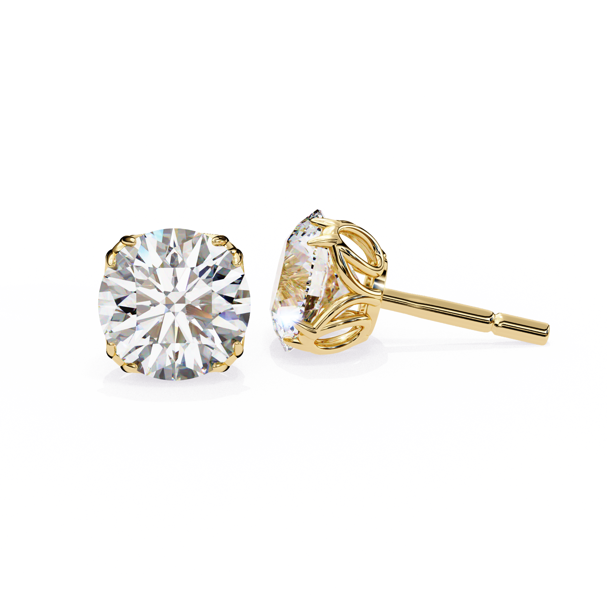 Eternal Brilliance: 2.57 Carat Round F/VVS2 Lab Grown Diamond Stud Earrings