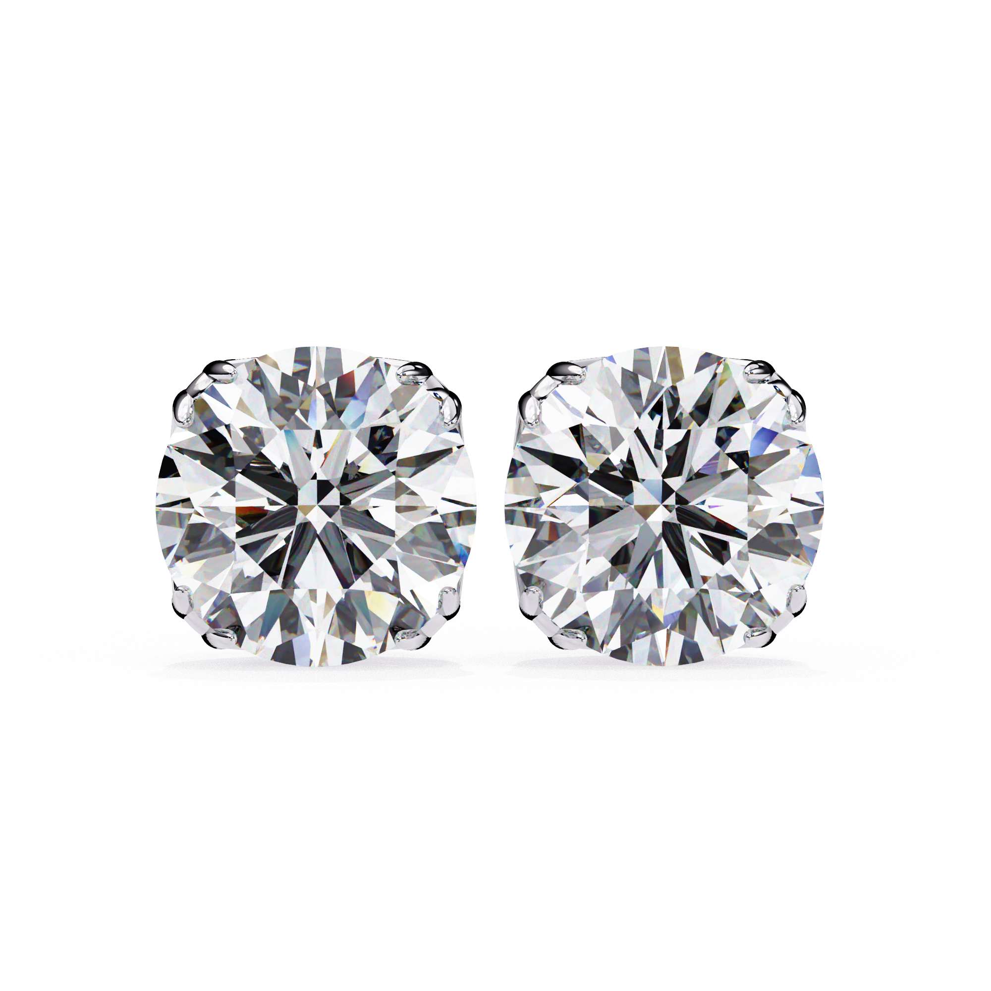 Eternal Brilliance: 2.57 Carat Round F/VVS2 Lab Grown Diamond Stud Earrings