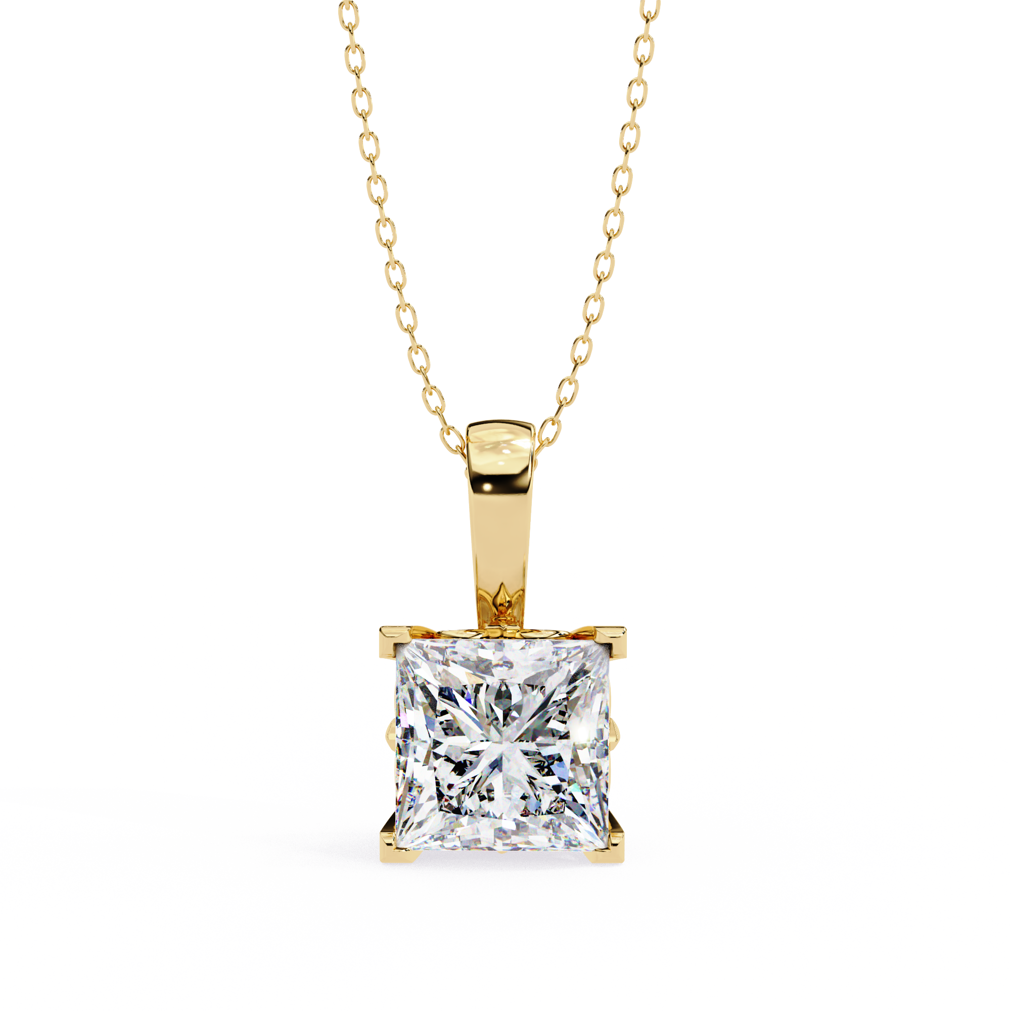 2.62 Carat Princess Shape Lab-Grown Diamond Pendant Necklace – F Color VS2 Clarity