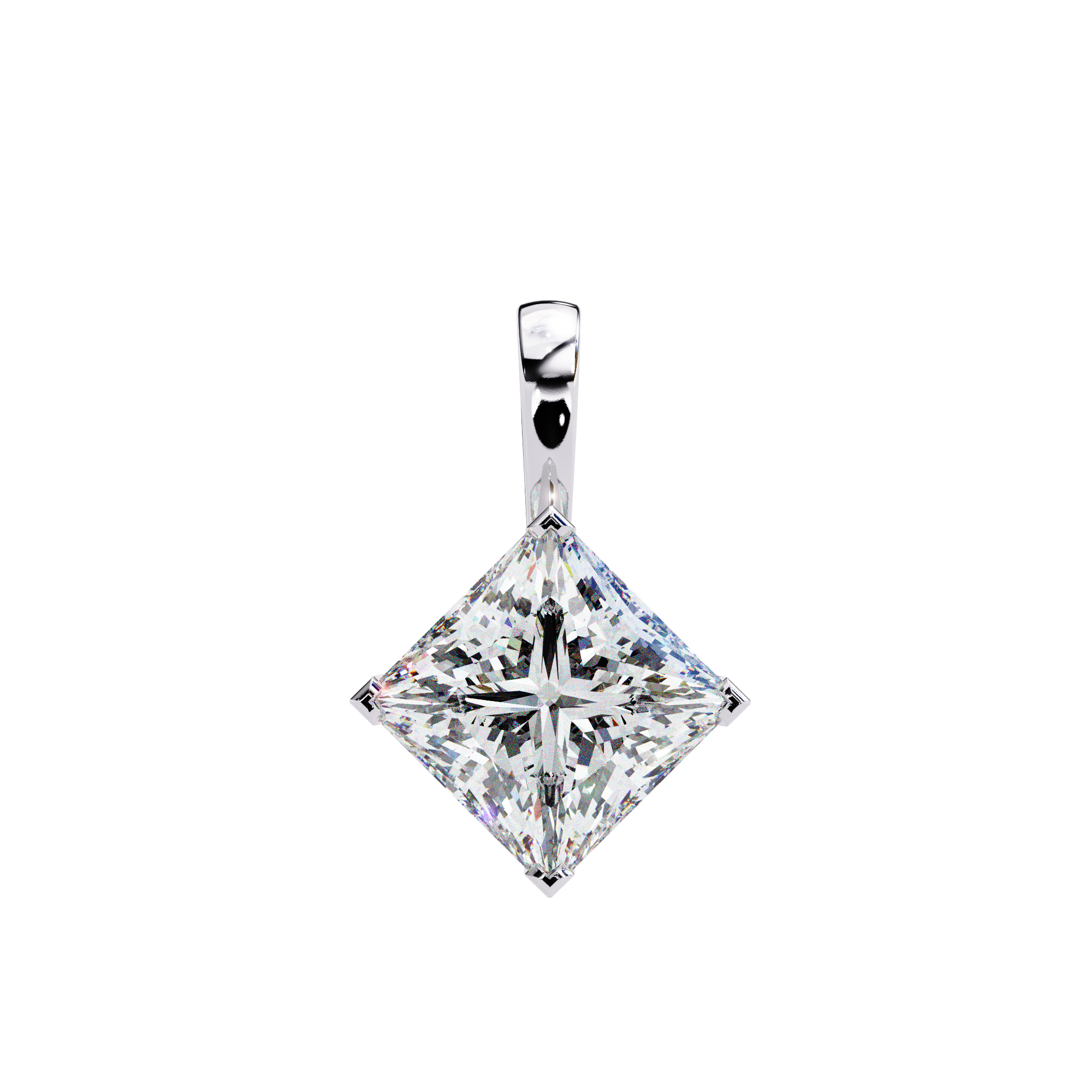 Solitairekart 2.87ct Tilted Princess-Cut Natural Diamond Solitaire Pendant-H Color, VS1 Clarity