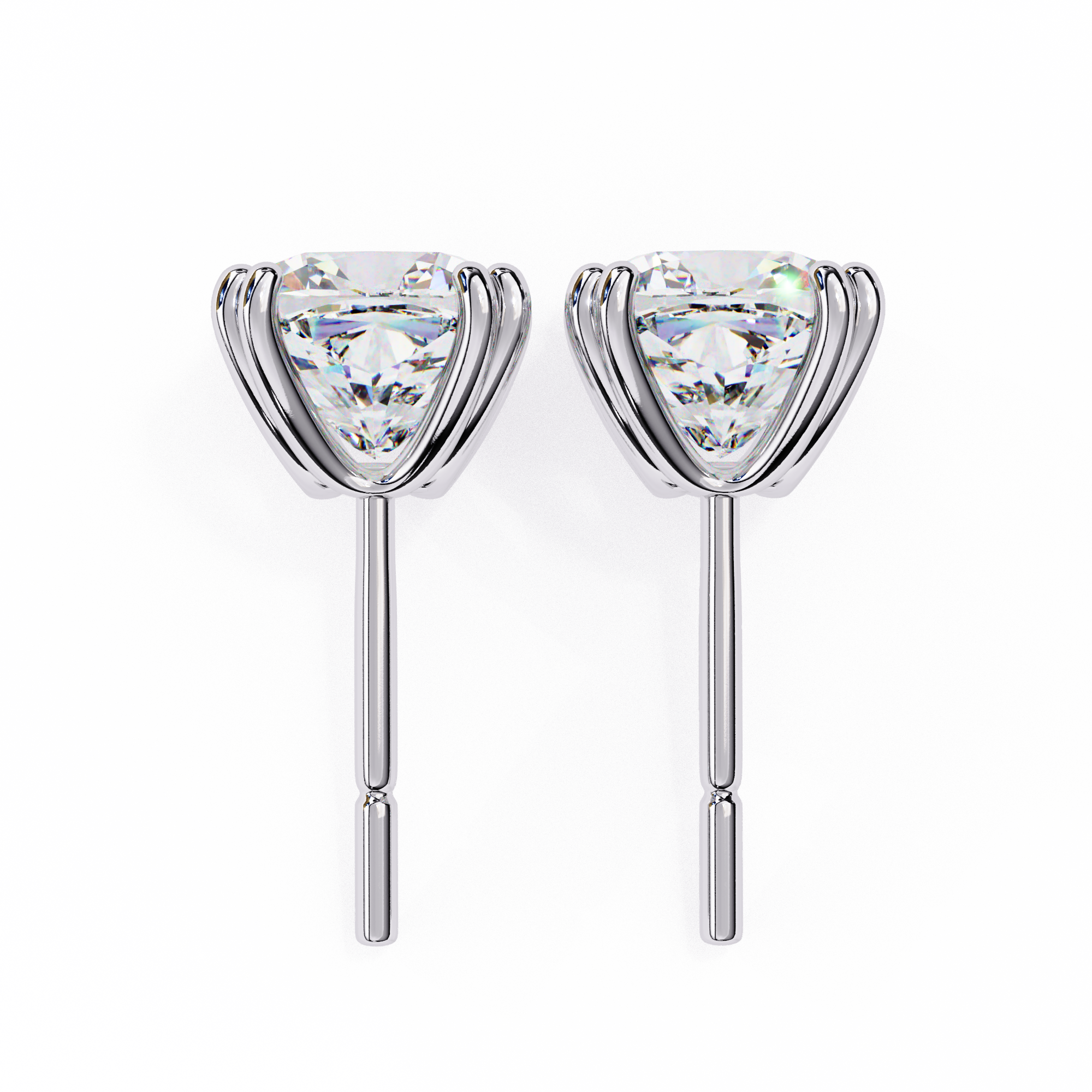 2.24 Carat Cushion Shape F Color VS1 Clarity Lab Grown Diamond Stud Earrings