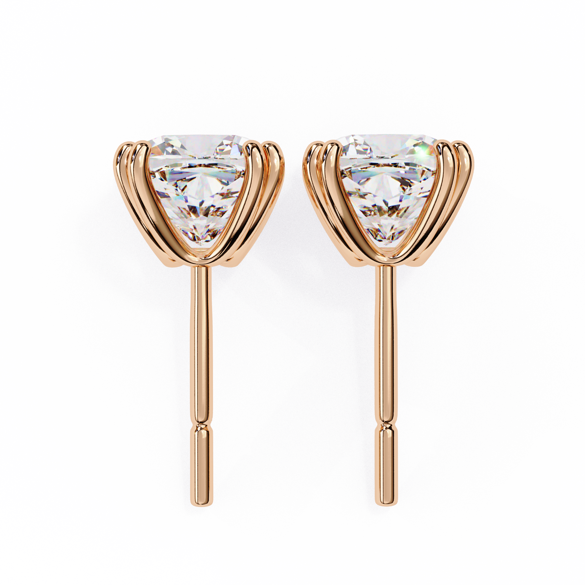2.24 Carat Cushion Shape F Color VS1 Clarity Lab Grown Diamond Stud Earrings