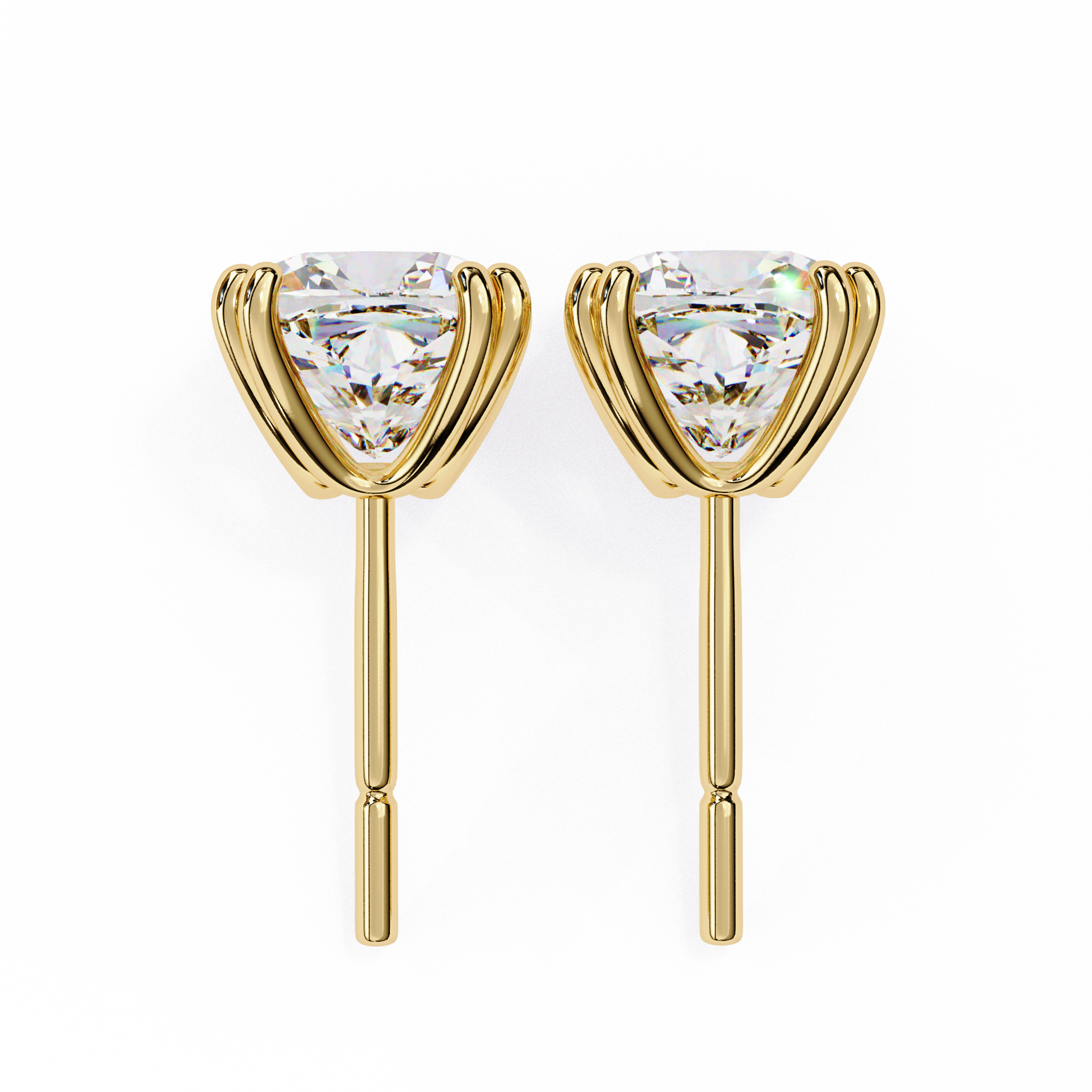 2.24 Carat Cushion Shape F Color VS1 Clarity Lab Grown Diamond Stud Earrings
