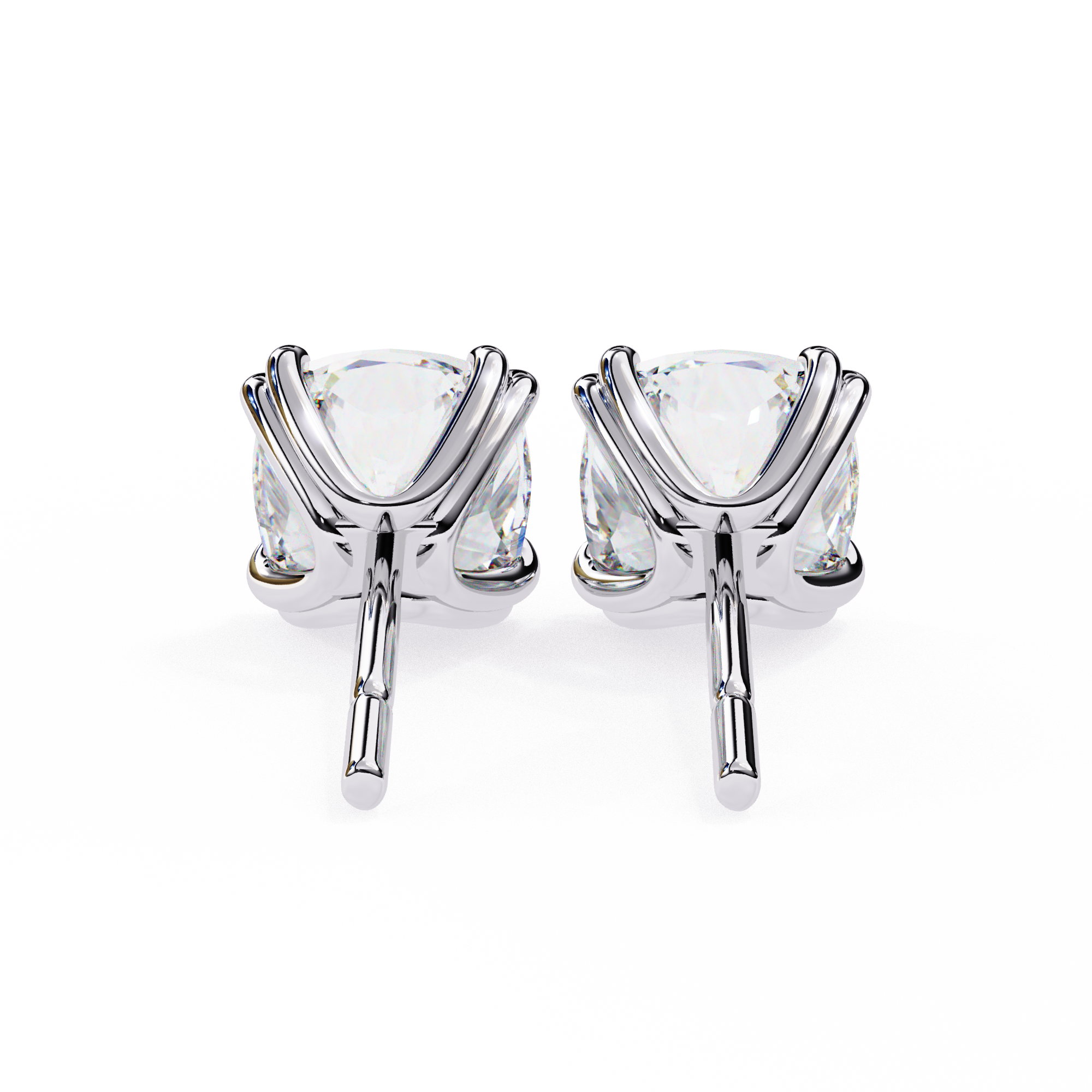 2.24 Carat Cushion Shape F Color VS1 Clarity Lab Grown Diamond Stud Earrings