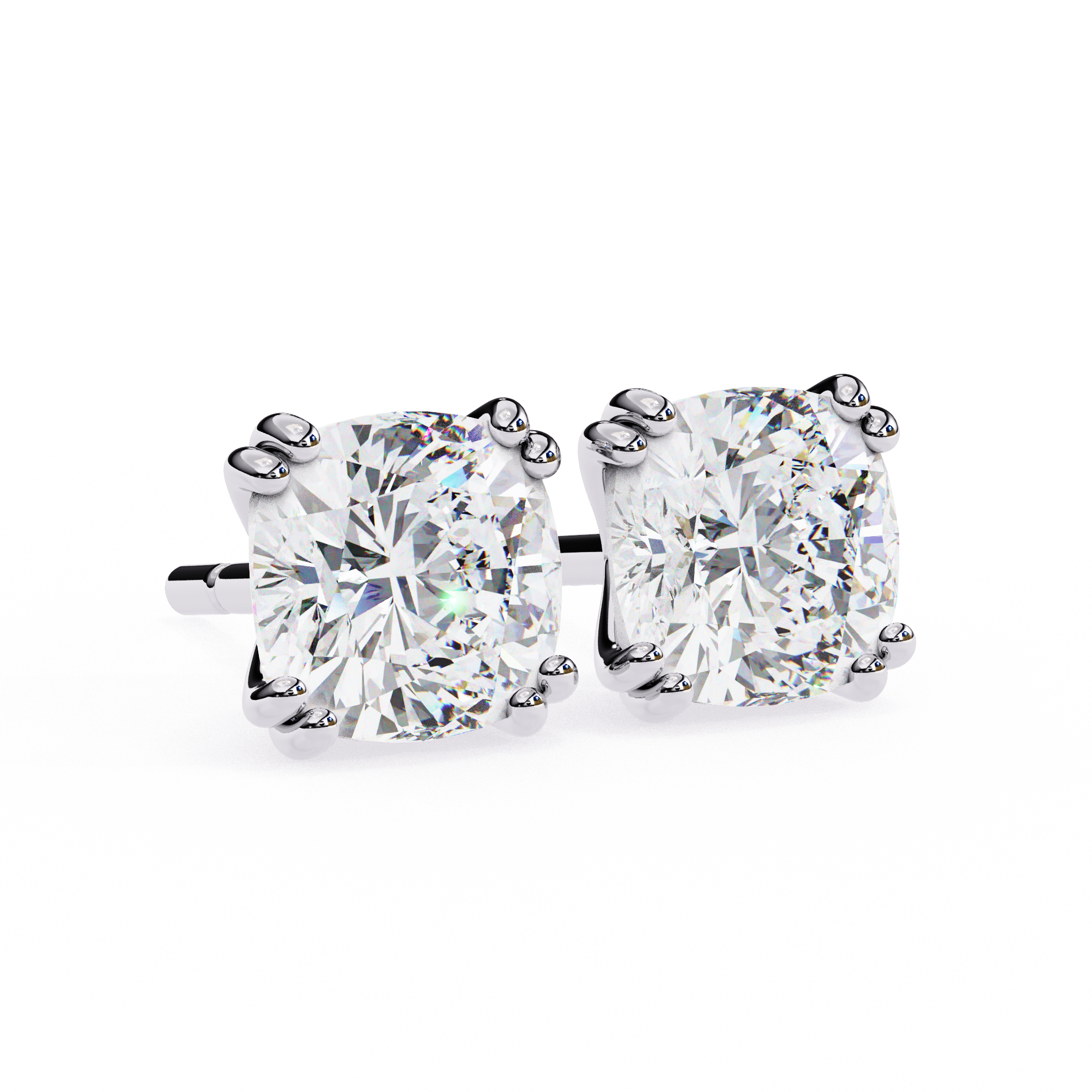 2.24 Carat Cushion Shape F Color VS1 Clarity Lab Grown Diamond Stud Earrings