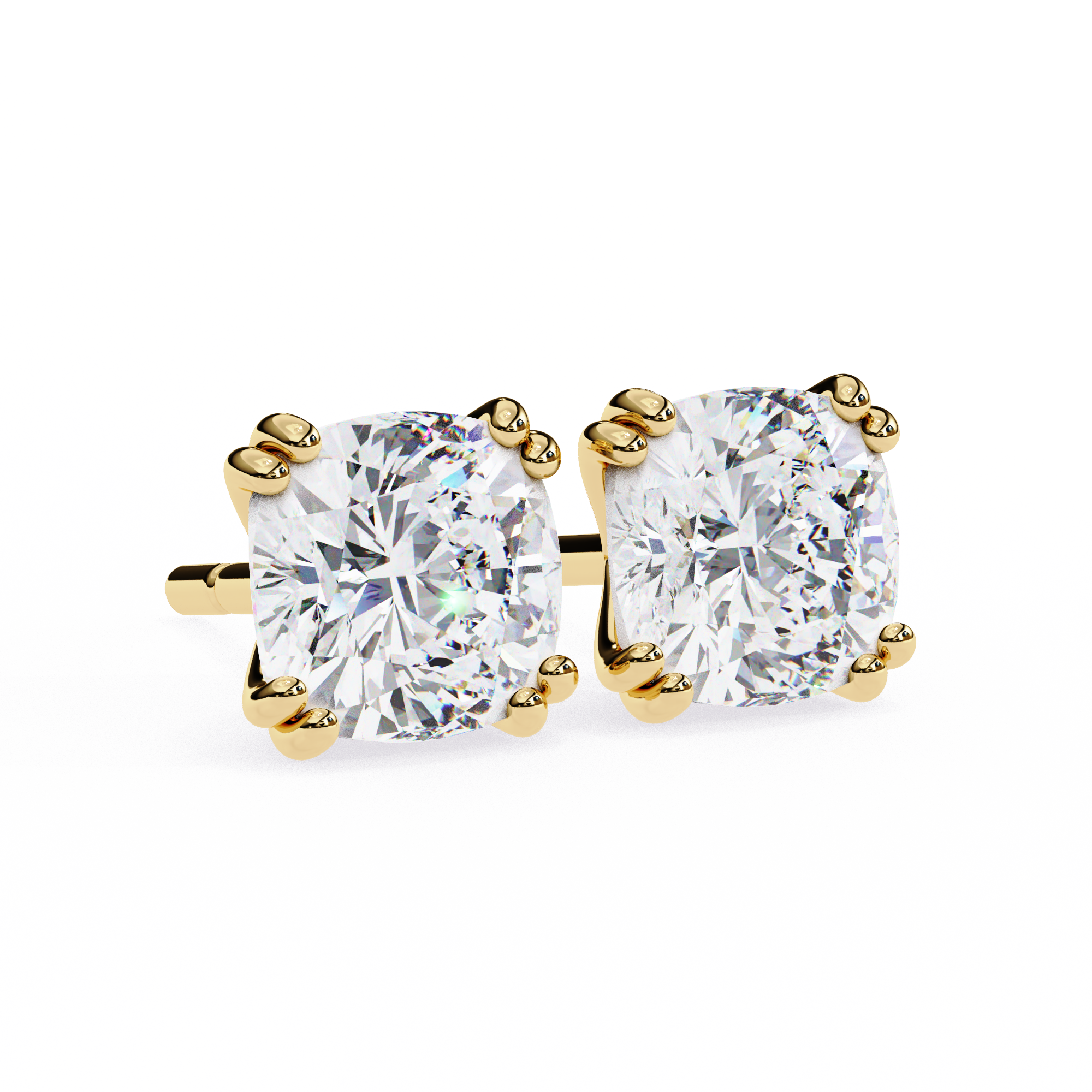 2.24 Carat Cushion Shape F Color VS1 Clarity Lab Grown Diamond Stud Earrings