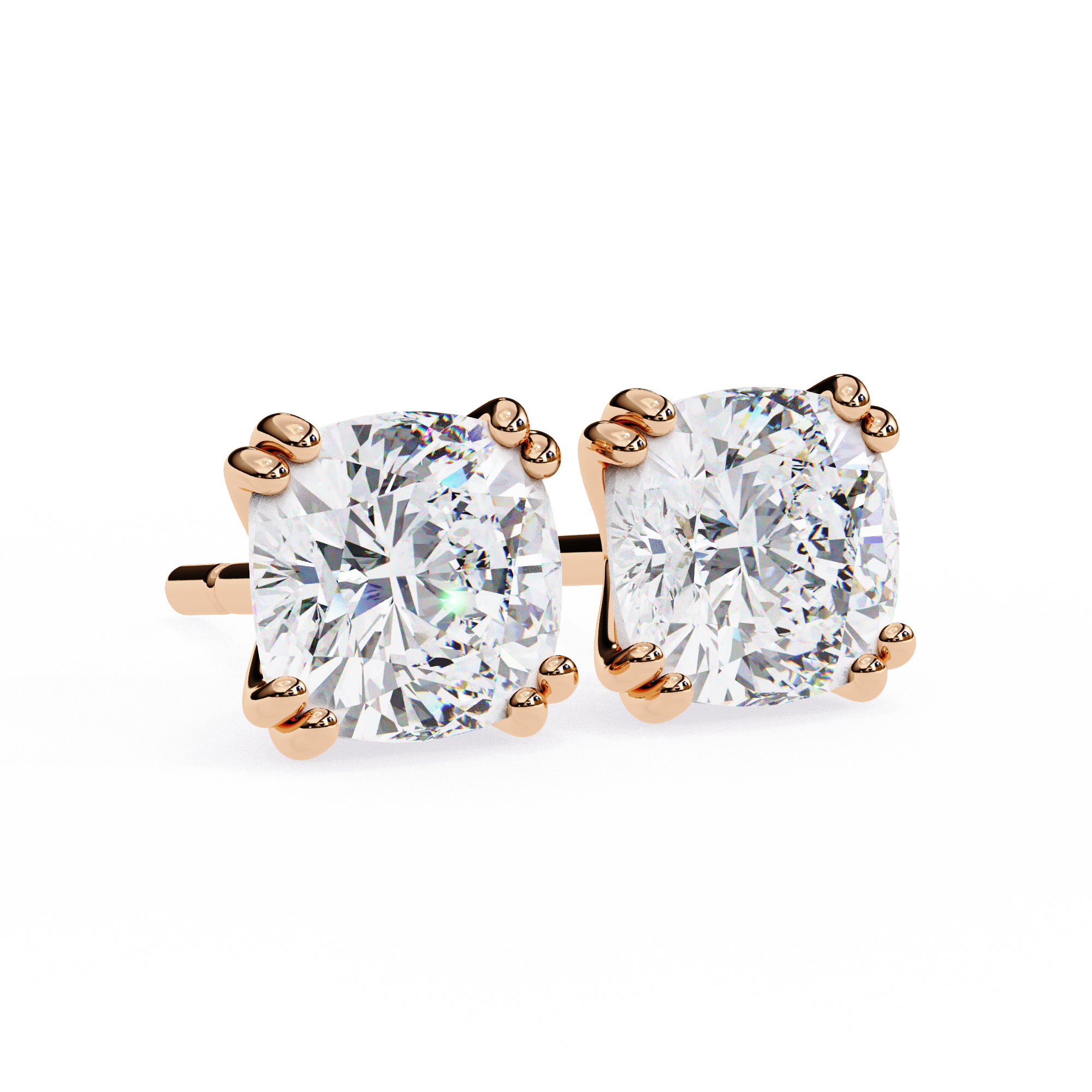 2.24 Carat Cushion Shape F Color VS1 Clarity Lab Grown Diamond Stud Earrings