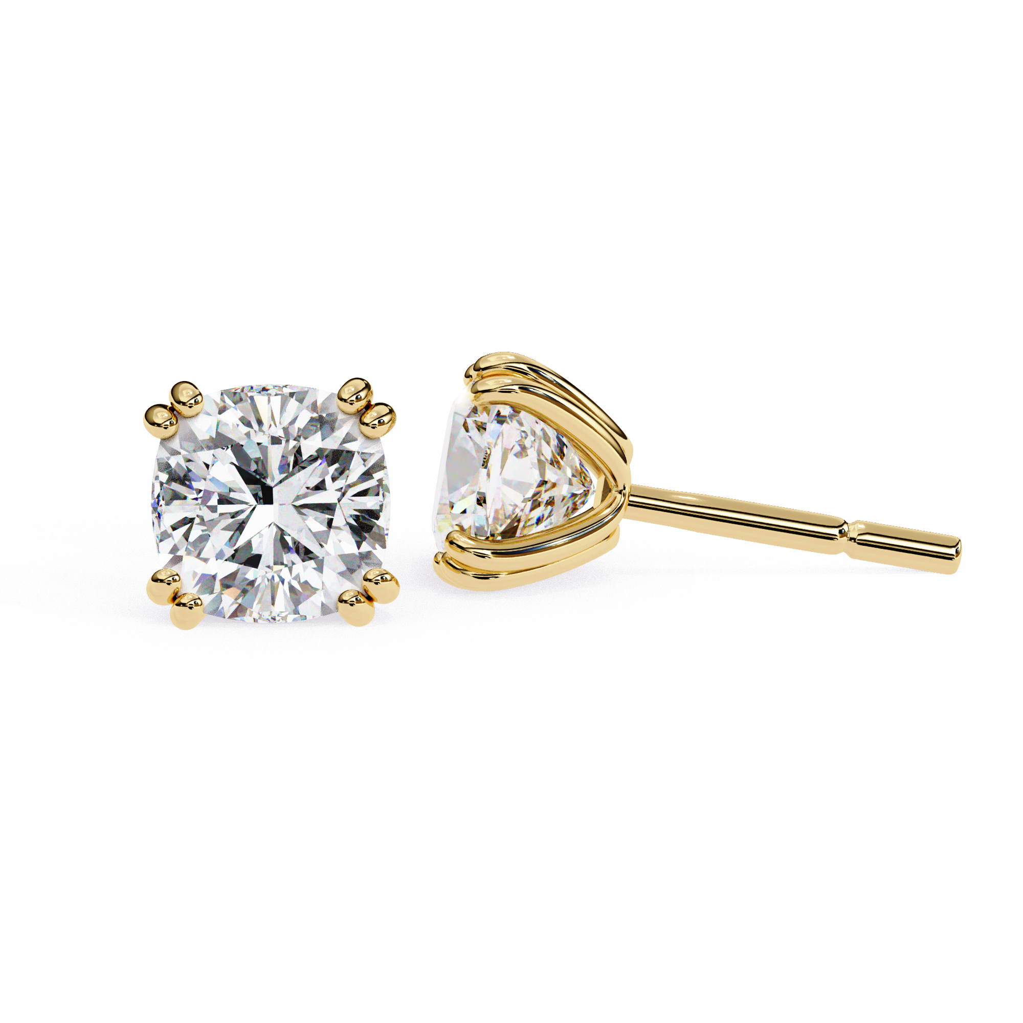 2.24 Carat Cushion Shape F Color VS1 Clarity Lab Grown Diamond Stud Earrings