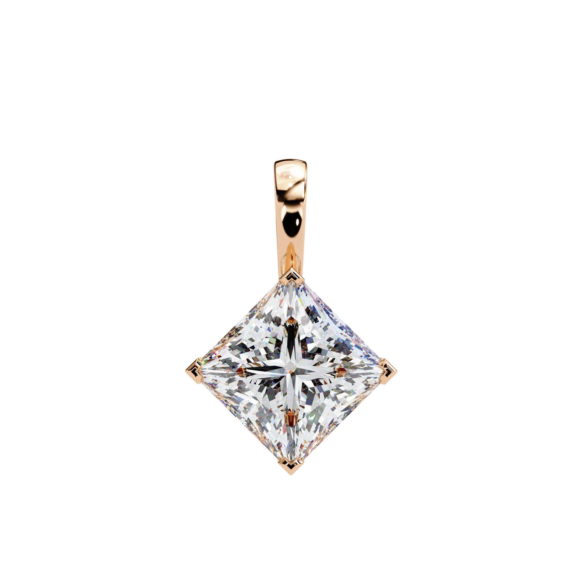 Solitairekart 2.87ct Tilted Princess-Cut Natural Diamond Solitaire Pendant-H Color, VS1 Clarity