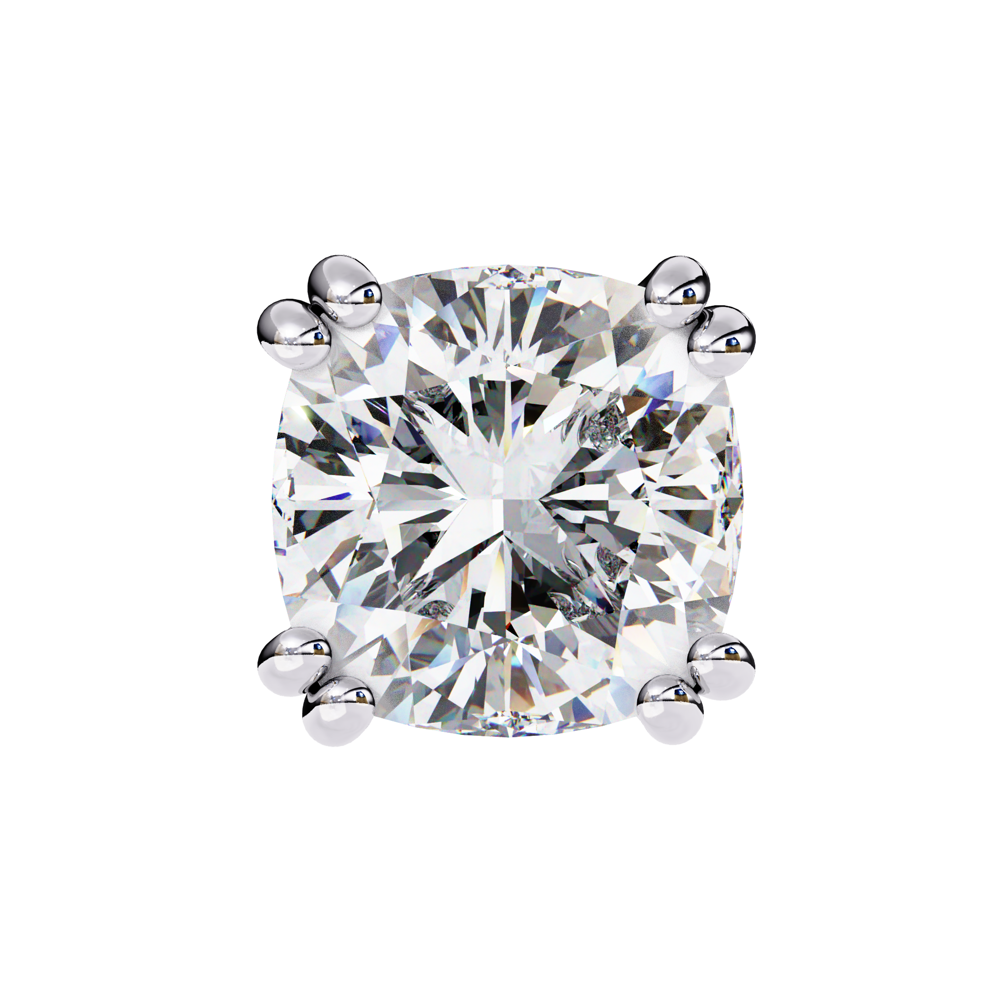 2.24 Carat Cushion Shape F Color VS1 Clarity Lab Grown Diamond Stud Earrings