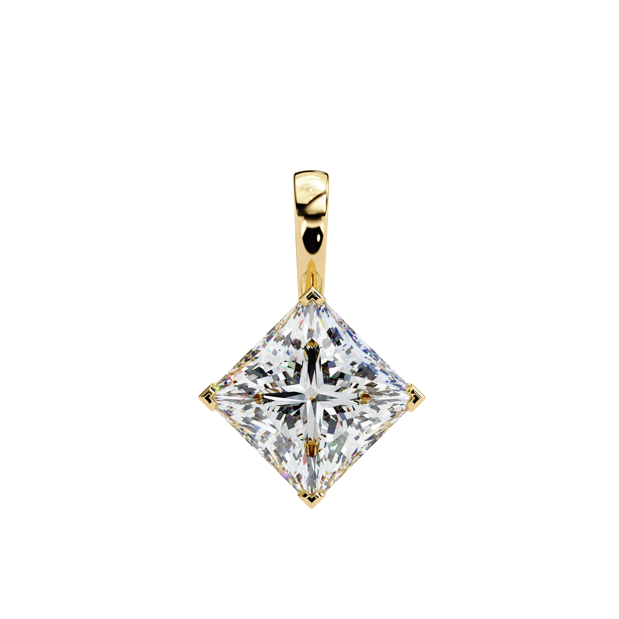 Solitairekart 2.87ct Tilted Princess-Cut Natural Diamond Solitaire Pendant-H Color, VS1 Clarity