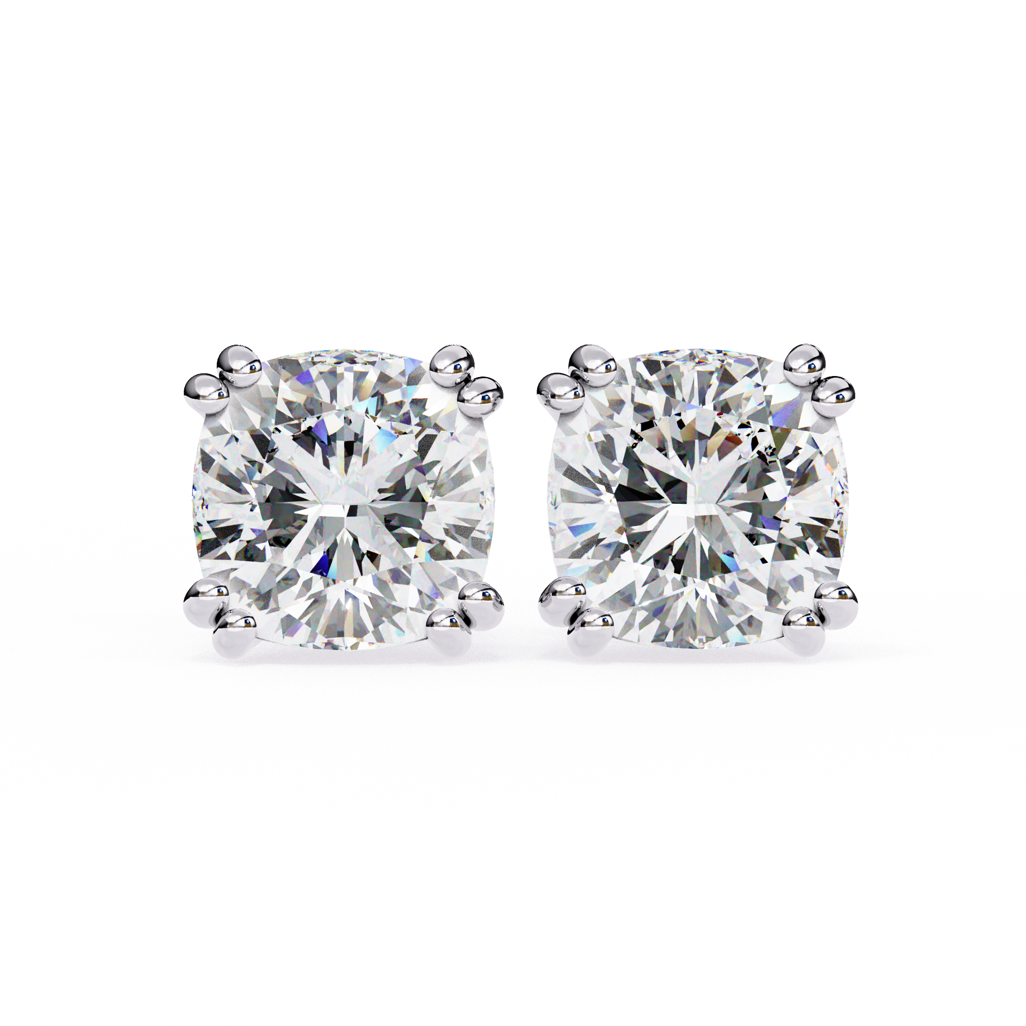 2.24 Carat Cushion Shape F Color VS1 Clarity Lab Grown Diamond Stud Earrings