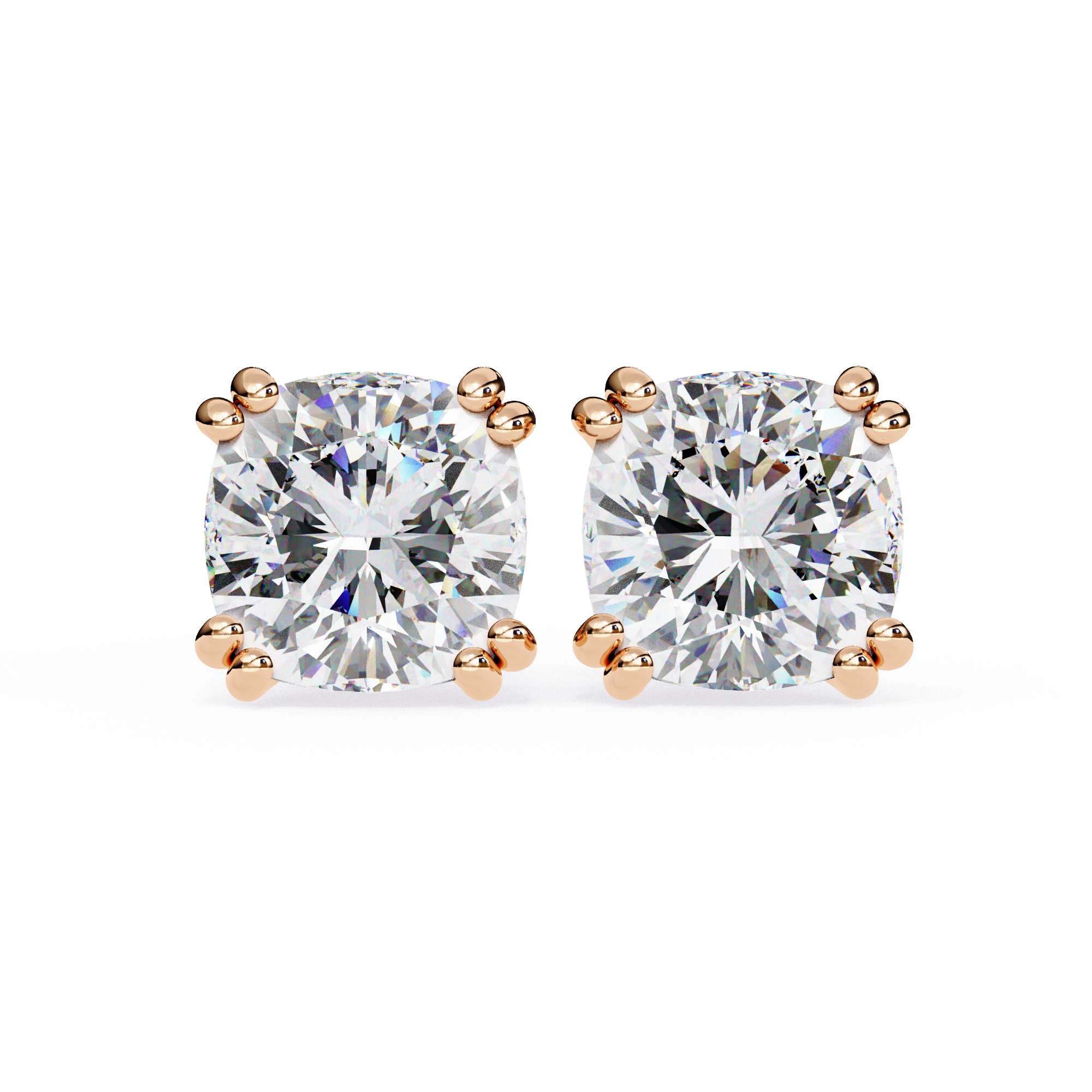 2.24 Carat Cushion Shape F Color VS1 Clarity Lab Grown Diamond Stud Earrings