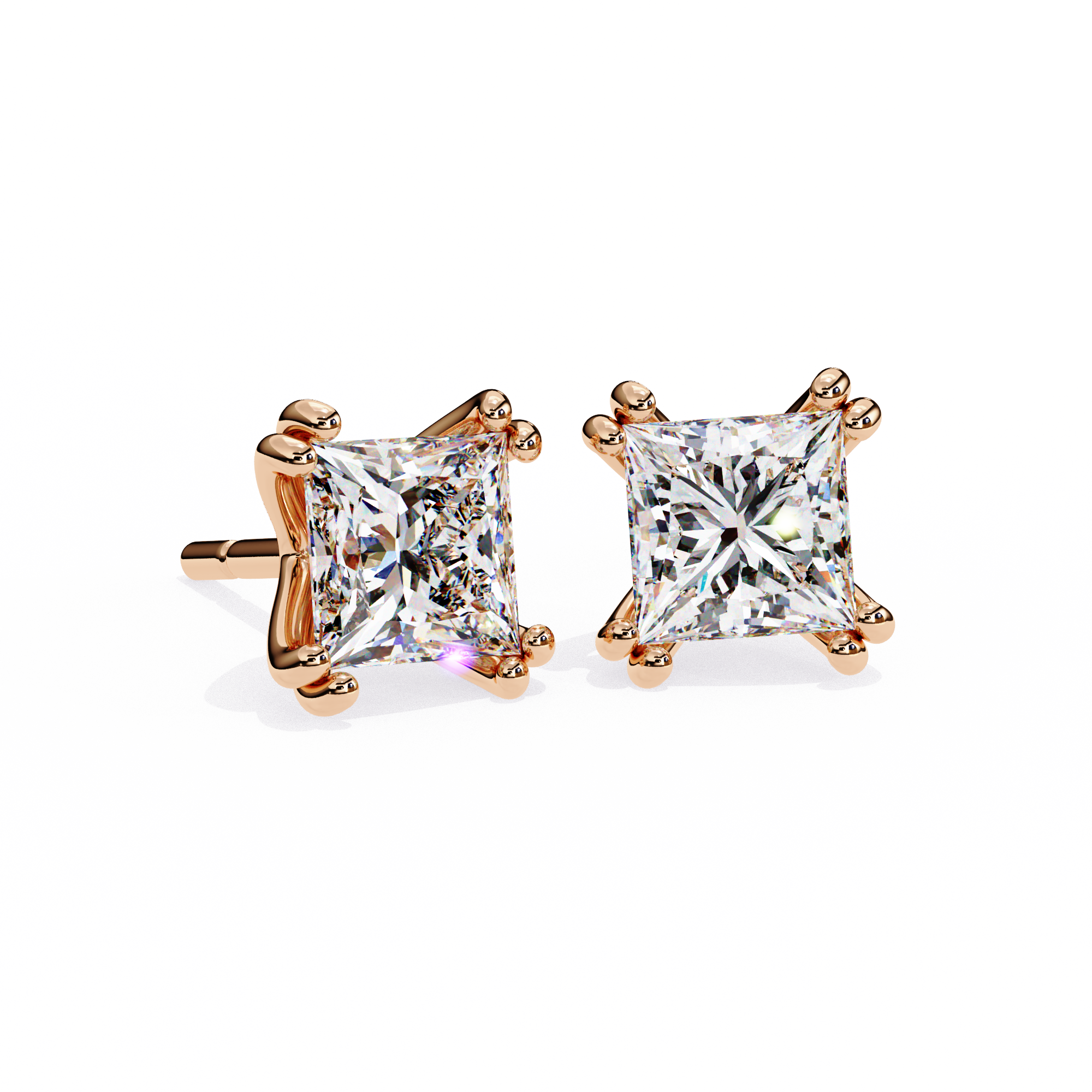 Solitairekart 3.04ct Princess Cut Diamond Studs