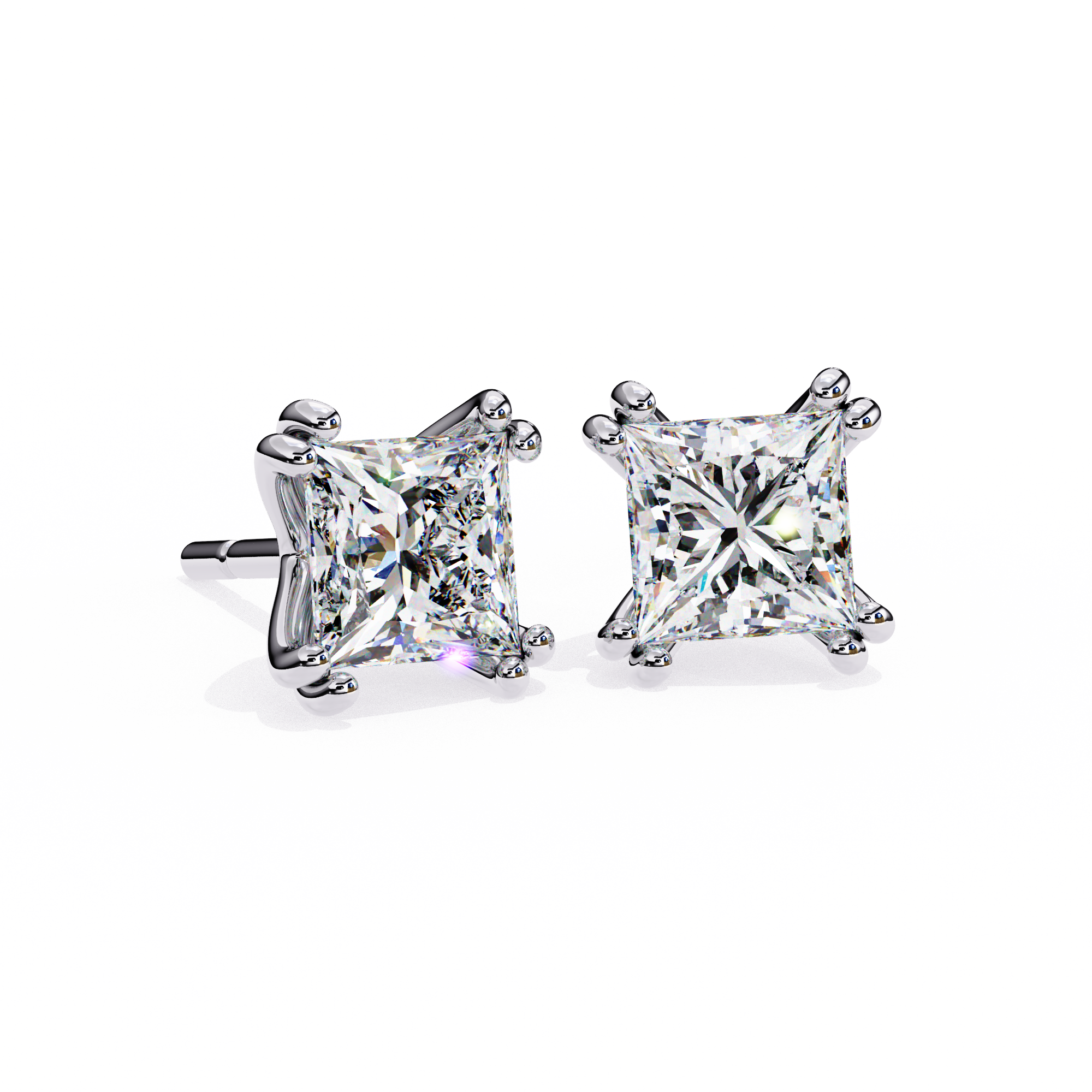 Solitairekart 3.04ct Princess Cut Diamond Studs