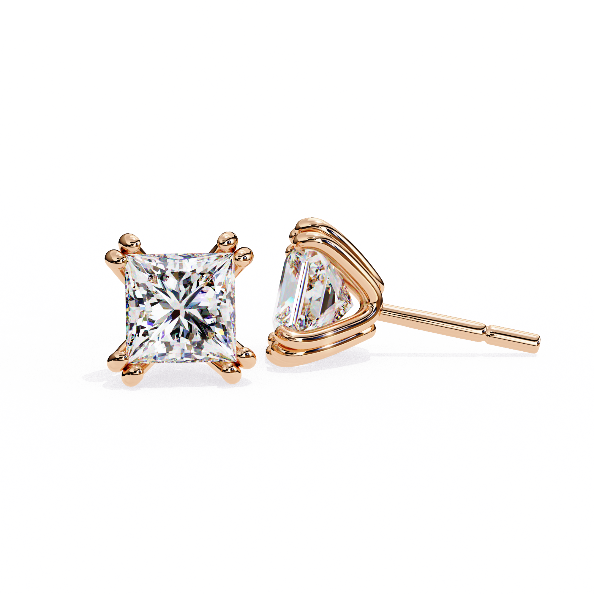The Princess Signature — 3.04 Carat E/VS2 Lab Grown Diamond Stud Earrings
