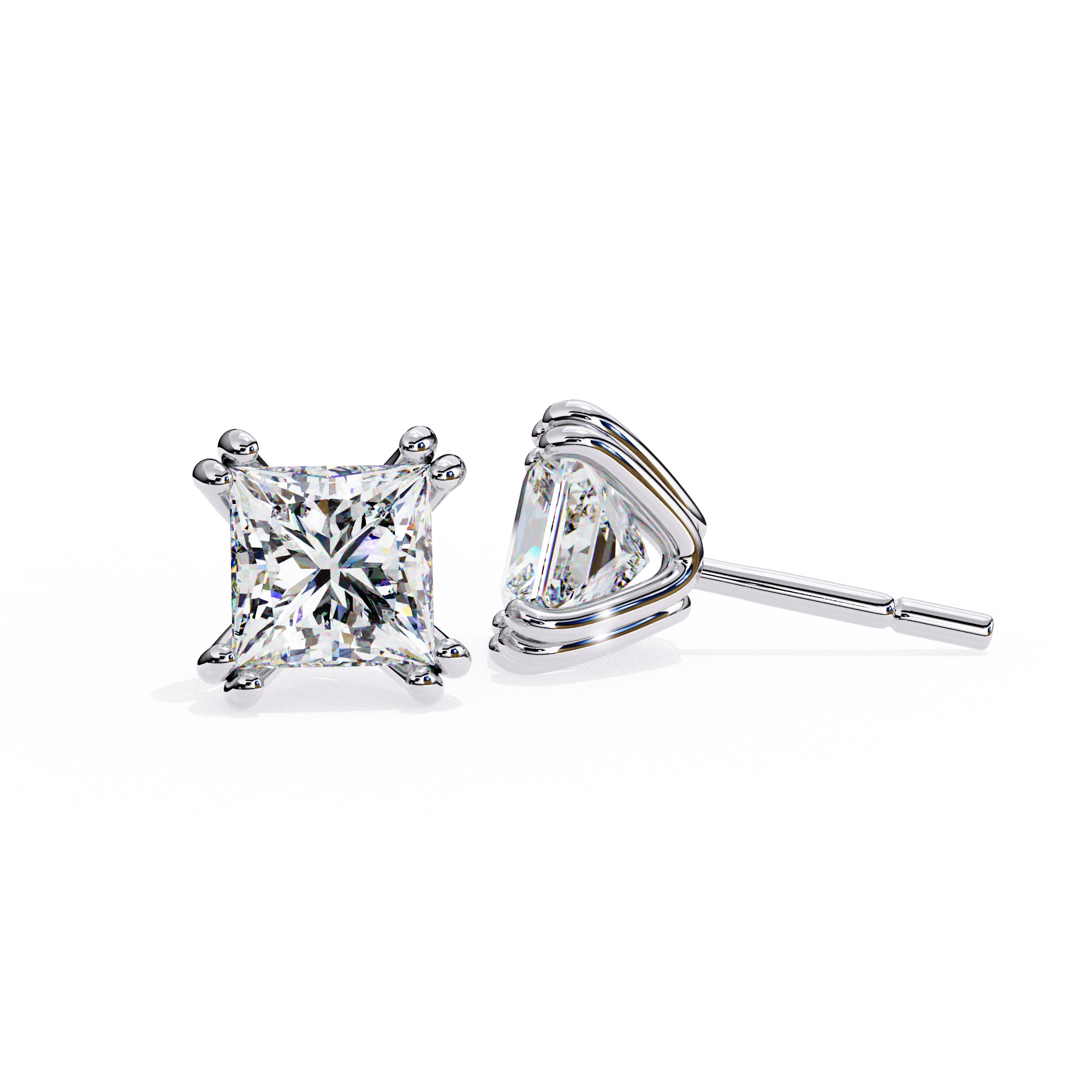 The Princess Signature — 3.04 Carat E/VS2 Lab Grown Diamond Stud Earrings