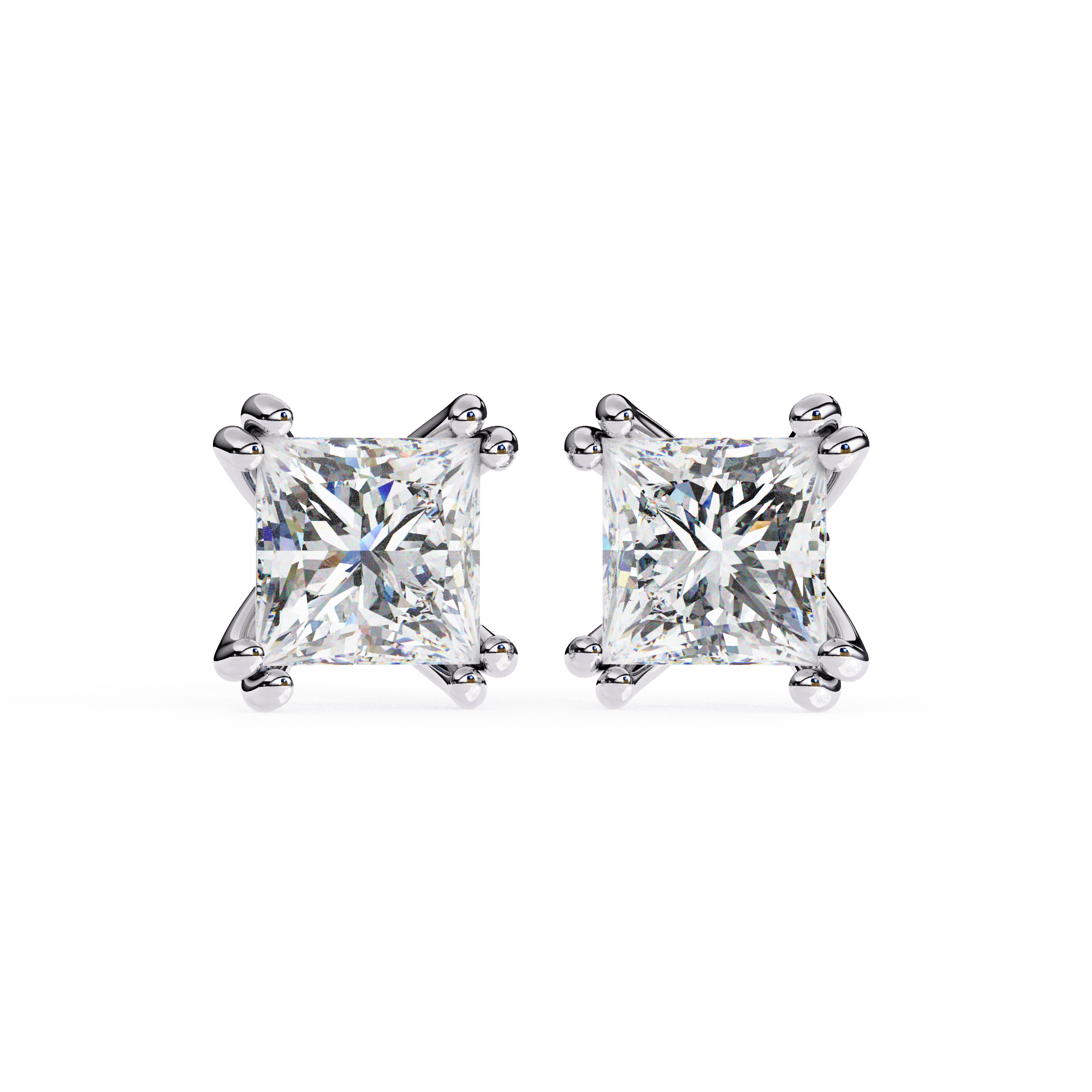 The Princess Signature — 3.04 Carat E/VS2 Lab Grown Diamond Stud Earrings