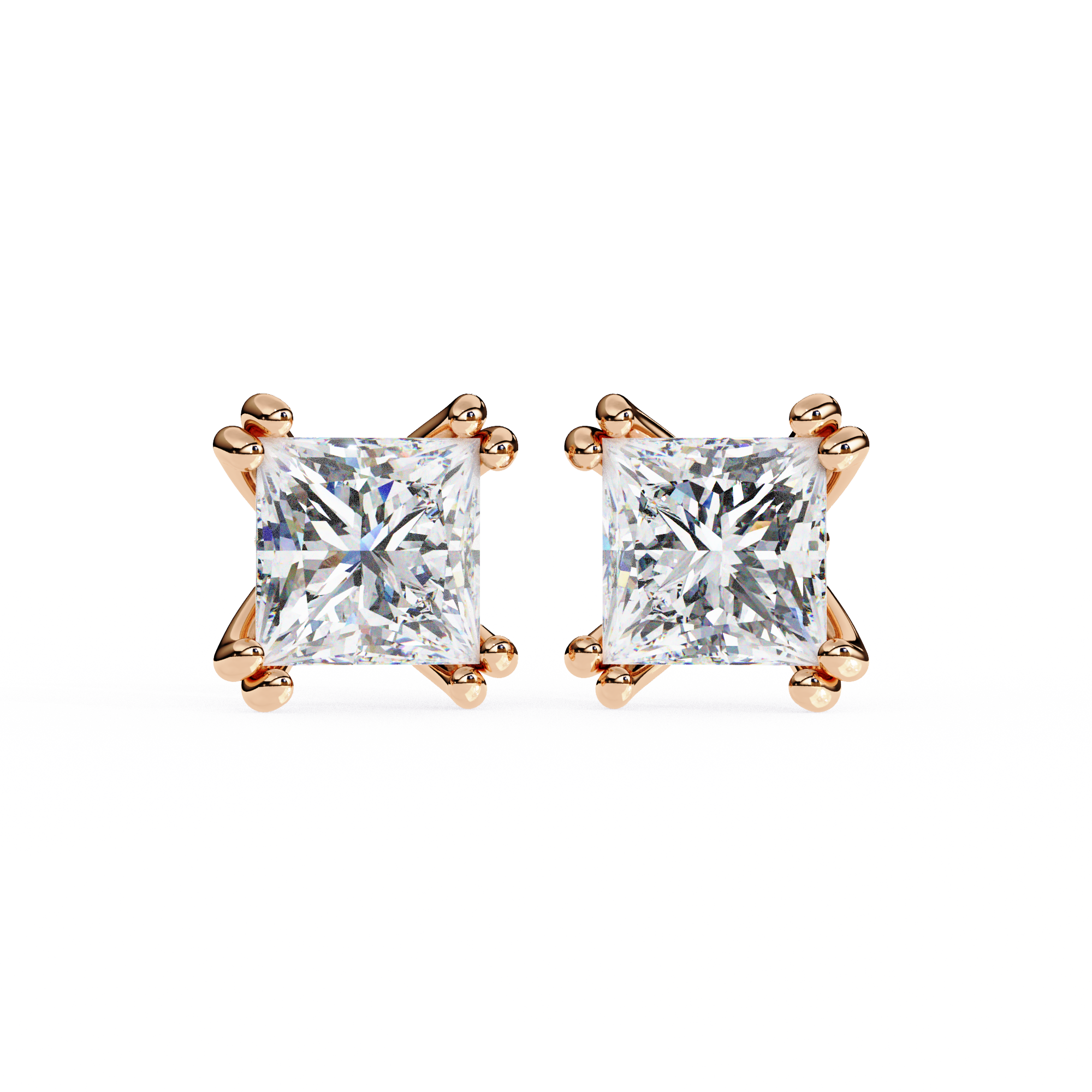 Solitairekart 3.04ct Princess Cut Diamond Studs