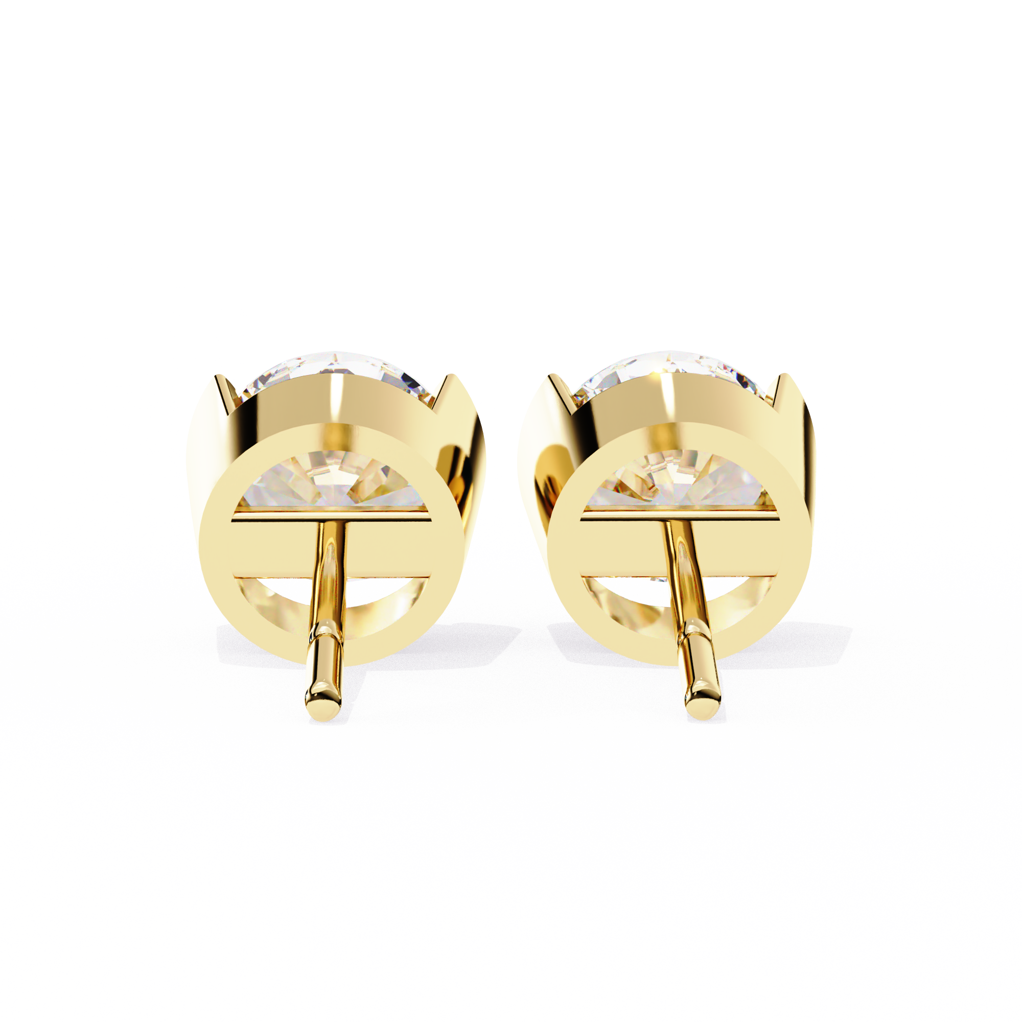 2.57 Carat F/VS2 Round Shape Half Bezel-Set Lab Grown Diamond Stud Earrings