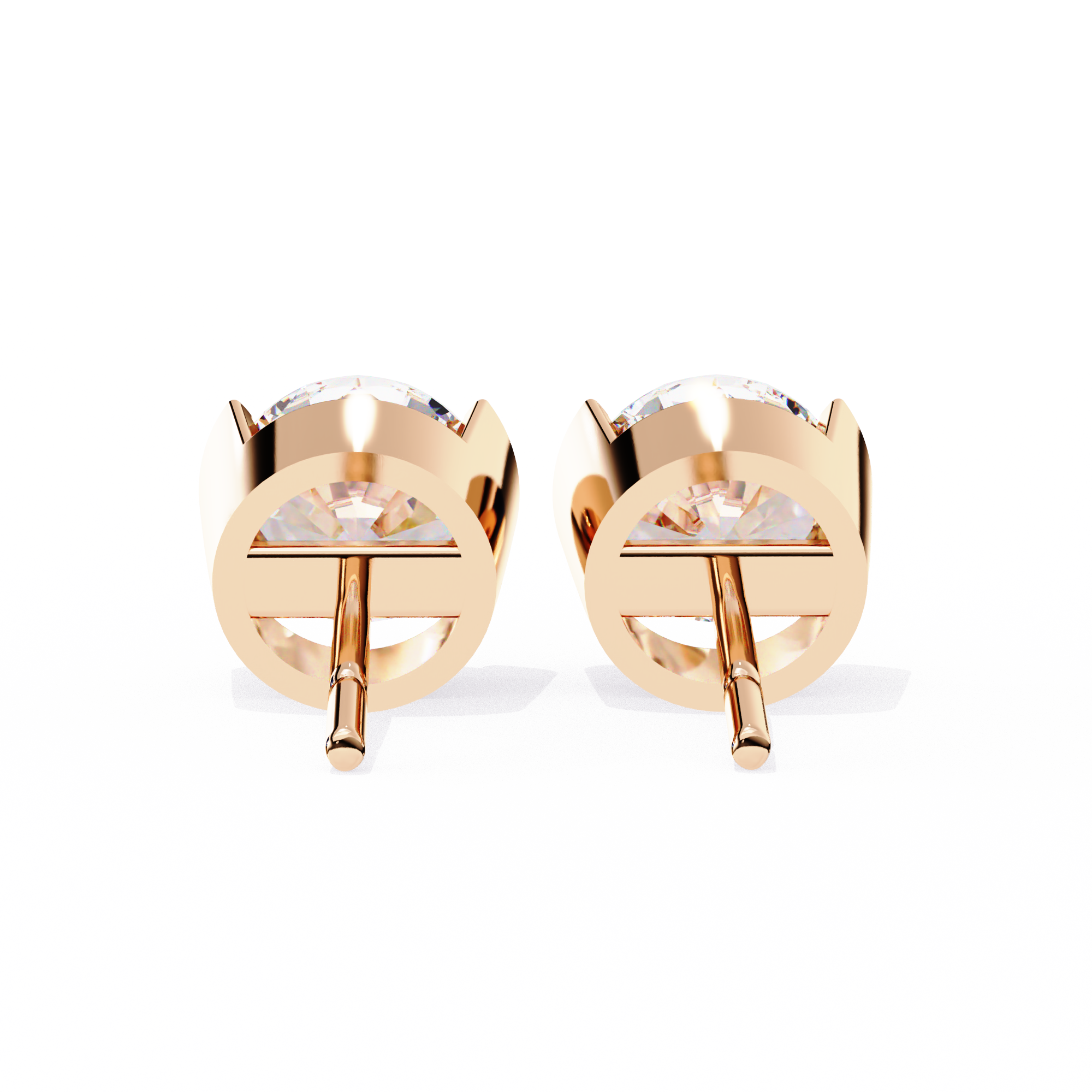 2.57 Carat F/VS2 Round Shape Half Bezel-Set Lab Grown Diamond Stud Earrings