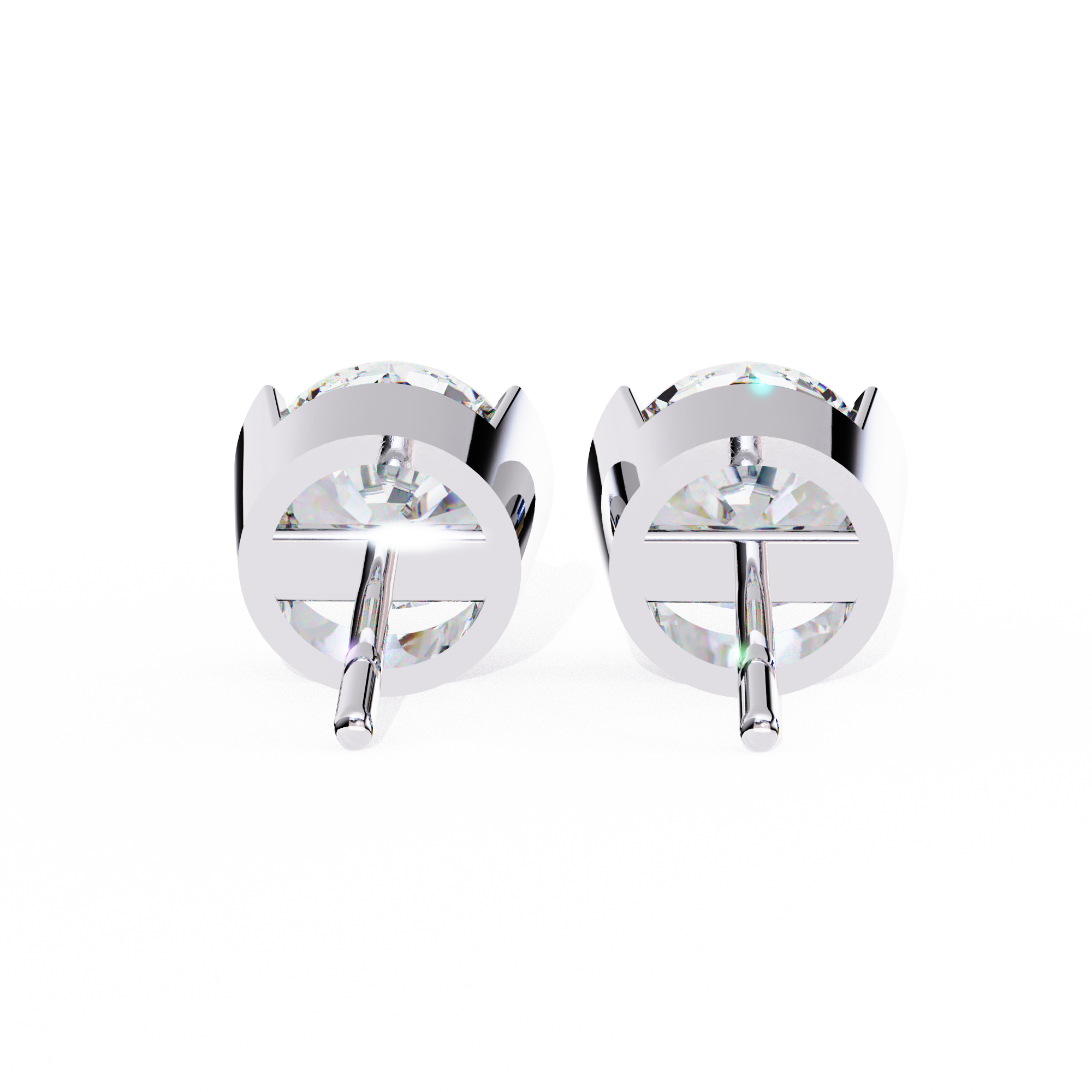 2.57 Carat F/VS2 Round Shape Half Bezel-Set Lab Grown Diamond Stud Earrings