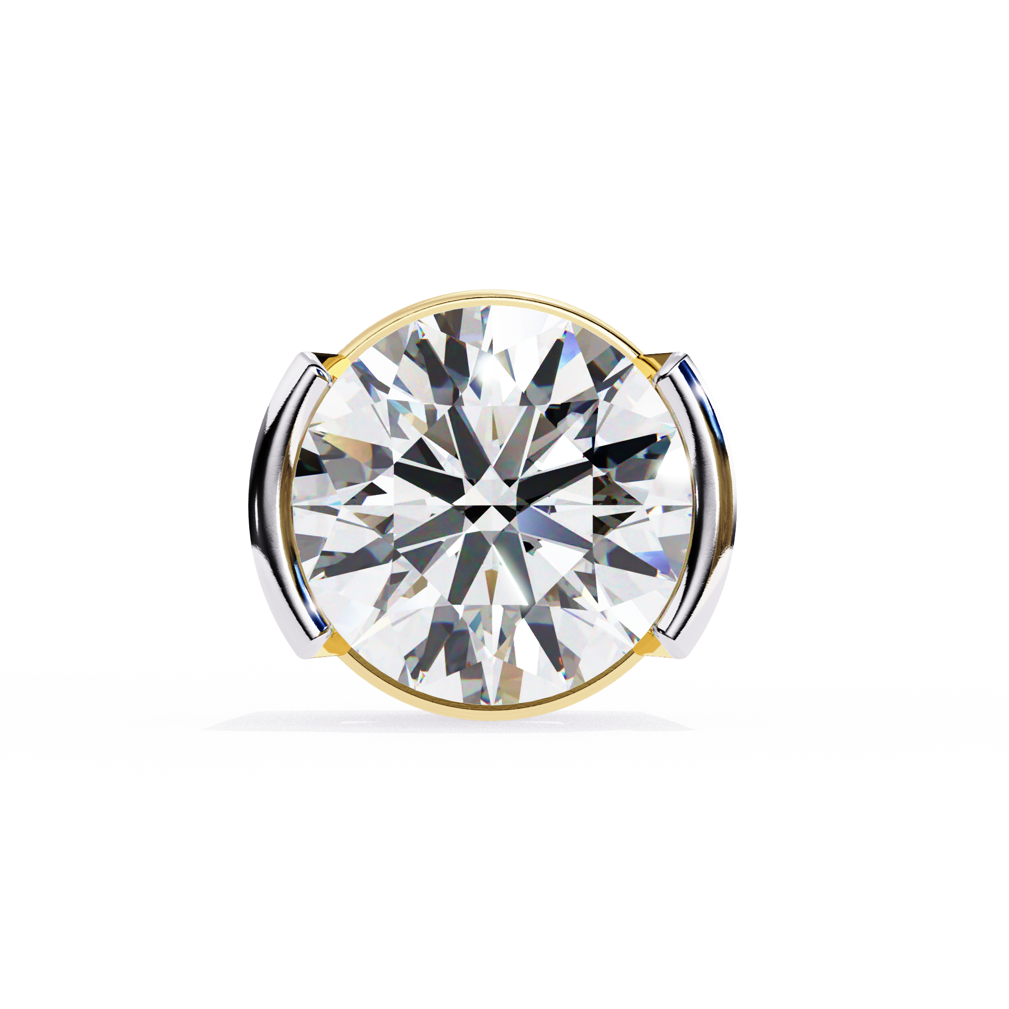 2.57 Carat F/VS2 Round Shape Half Bezel-Set Lab Grown Diamond Stud Earrings