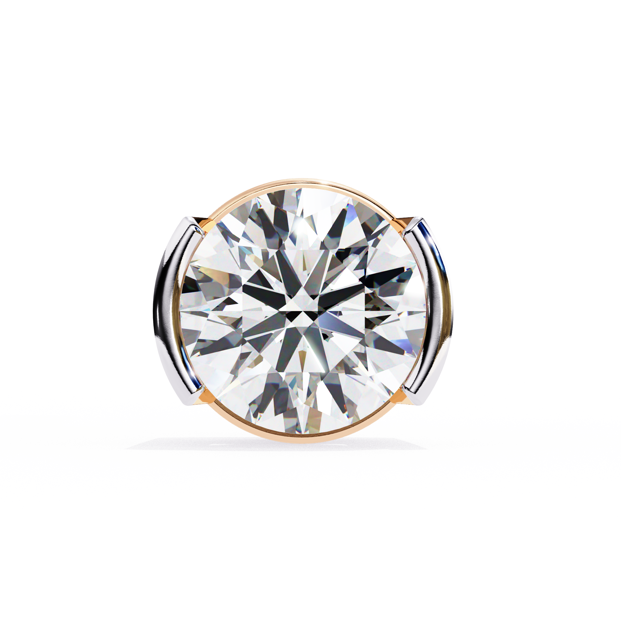 2.57 Carat F/VS2 Round Shape Half Bezel-Set Lab Grown Diamond Stud Earrings