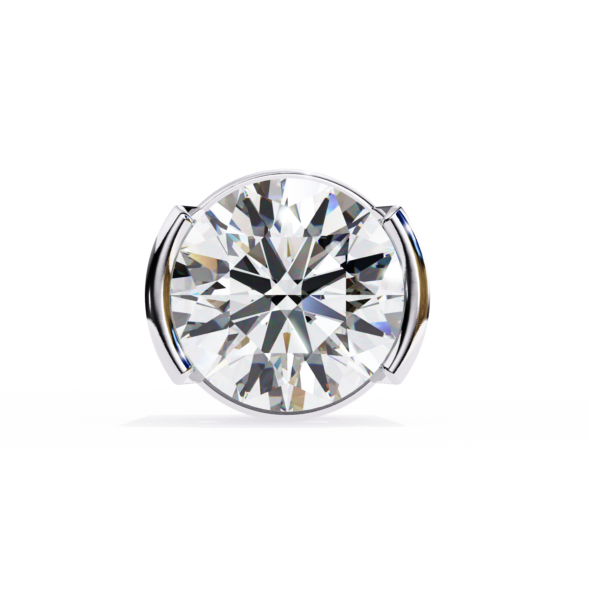 2.57 Carat F/VS2 Round Shape Half Bezel-Set Lab Grown Diamond Stud Earrings