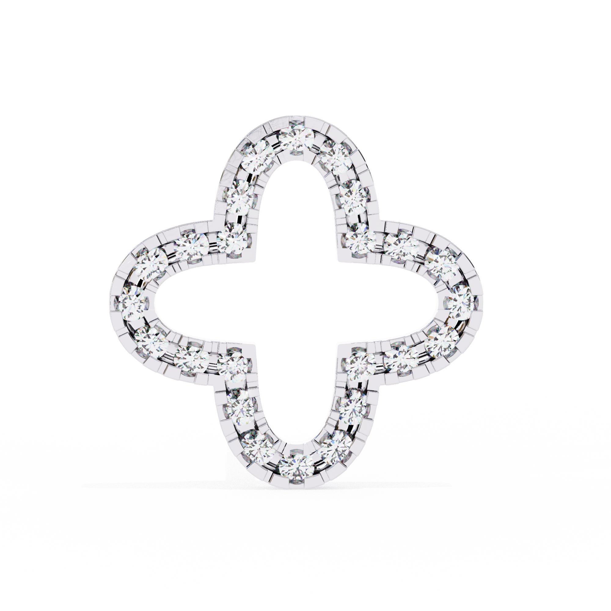 0.24 Carat EF Color VS Clarity Pave Lab Grown Diamond Clover Stud Earrings