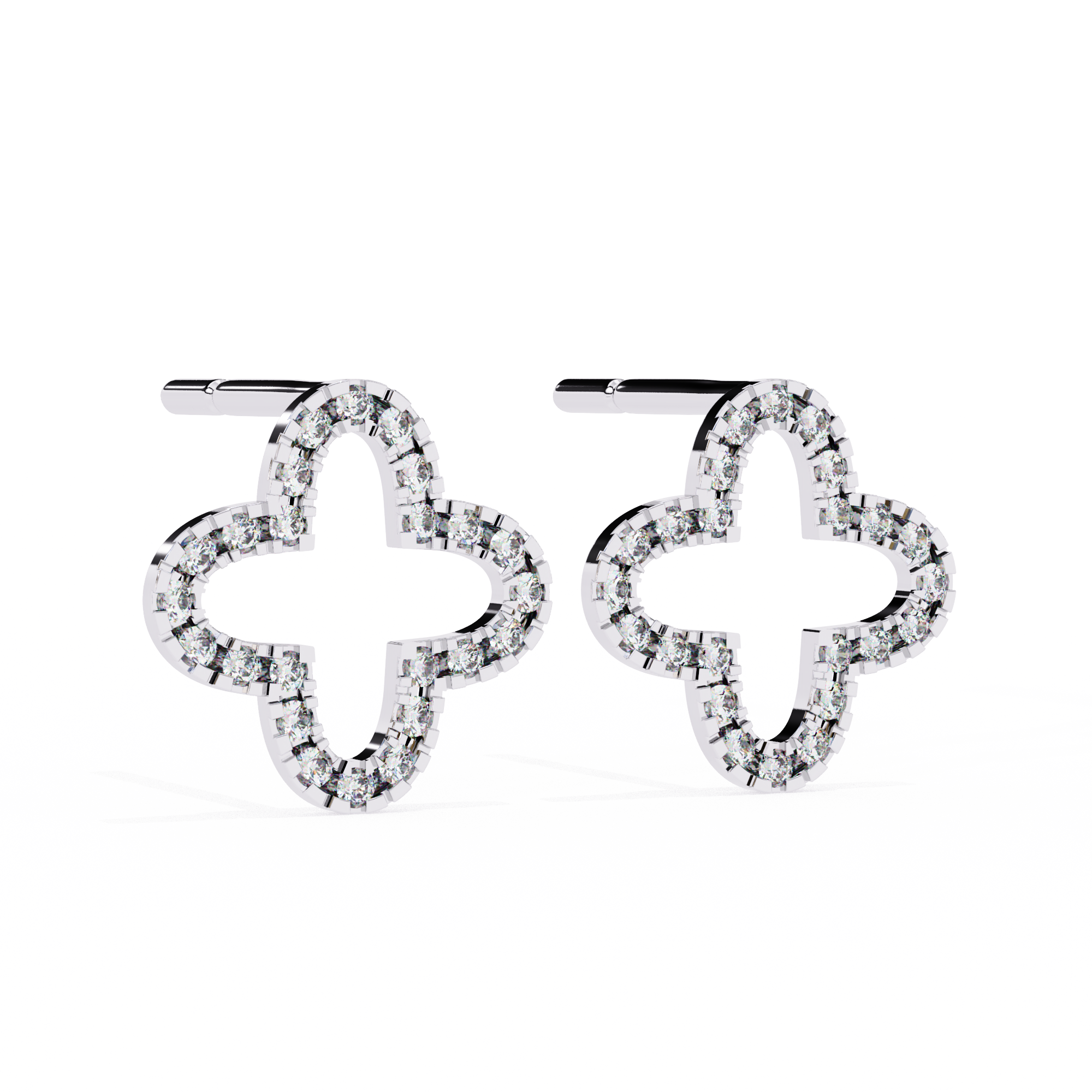 0.24 Carat EF Color VS Clarity Pave Lab Grown Diamond Clover Stud Earrings